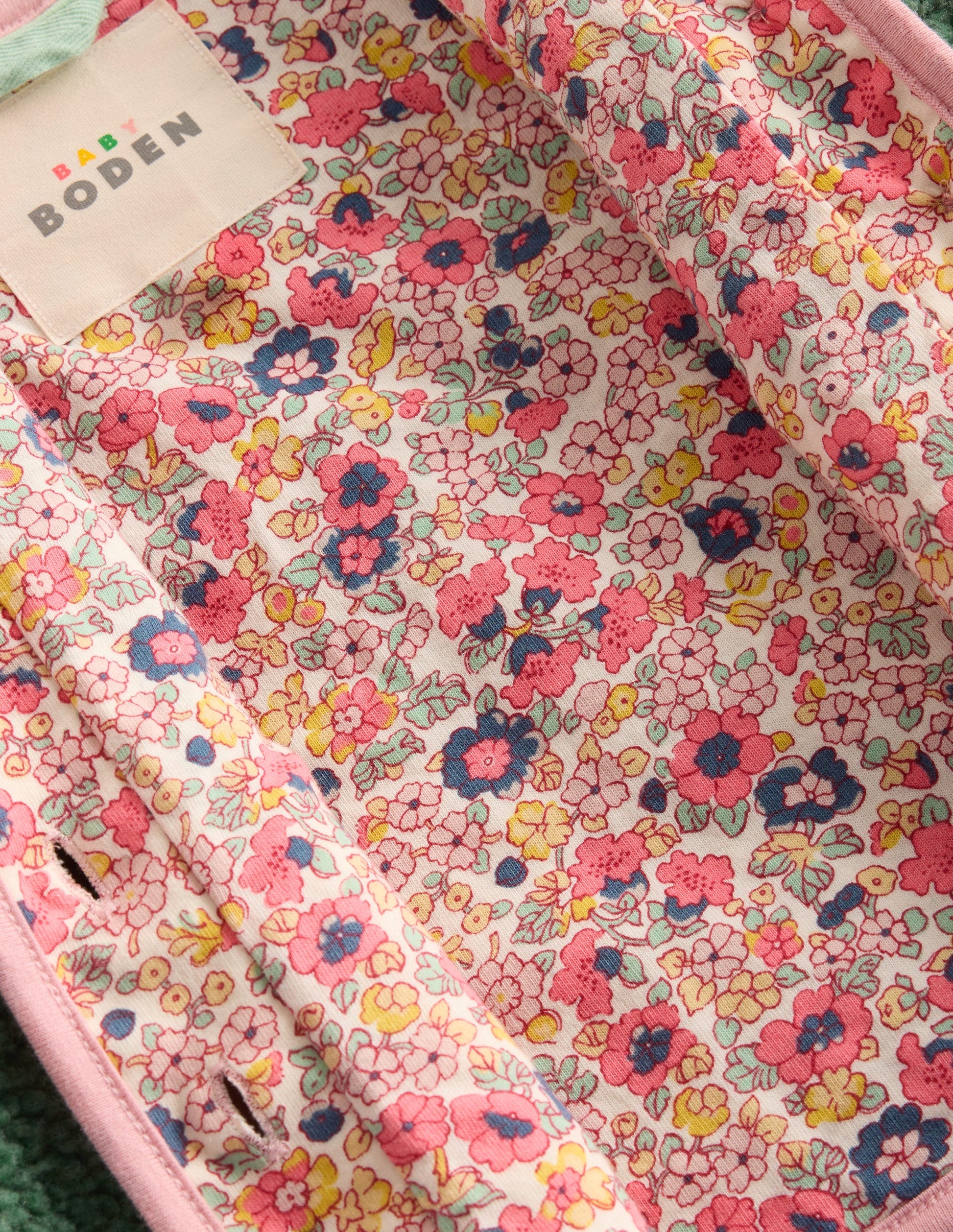 Veste cosy boutonnée en borg-Vert mélèze à fleurs-4