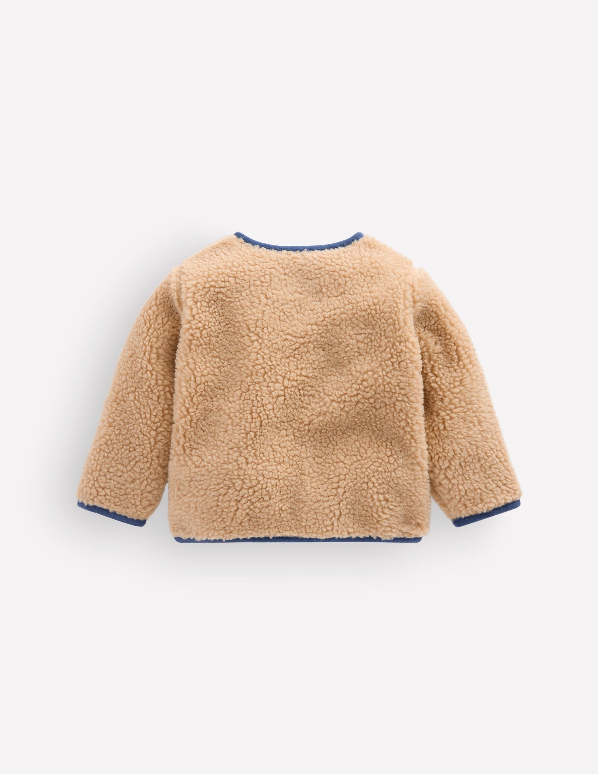 Kuschelige Teddyfelljacke mit Knopfleiste-Braun/Blau-2