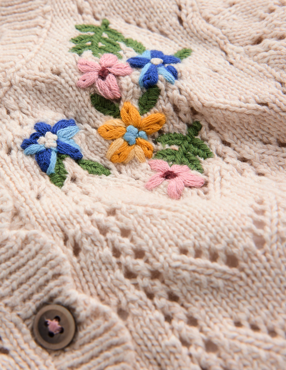 Gilet brodé en coton-Broderie mini écru chiné-3