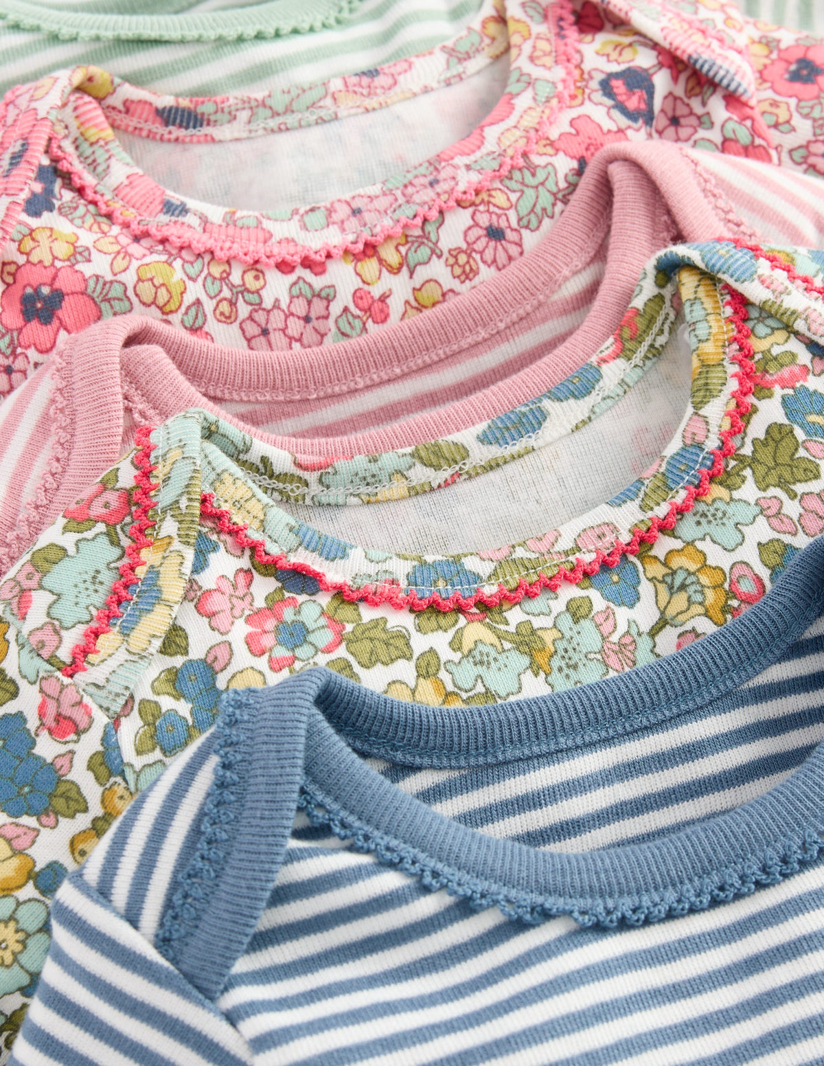5 bodies en coton-Rayé floral multi - Image 2