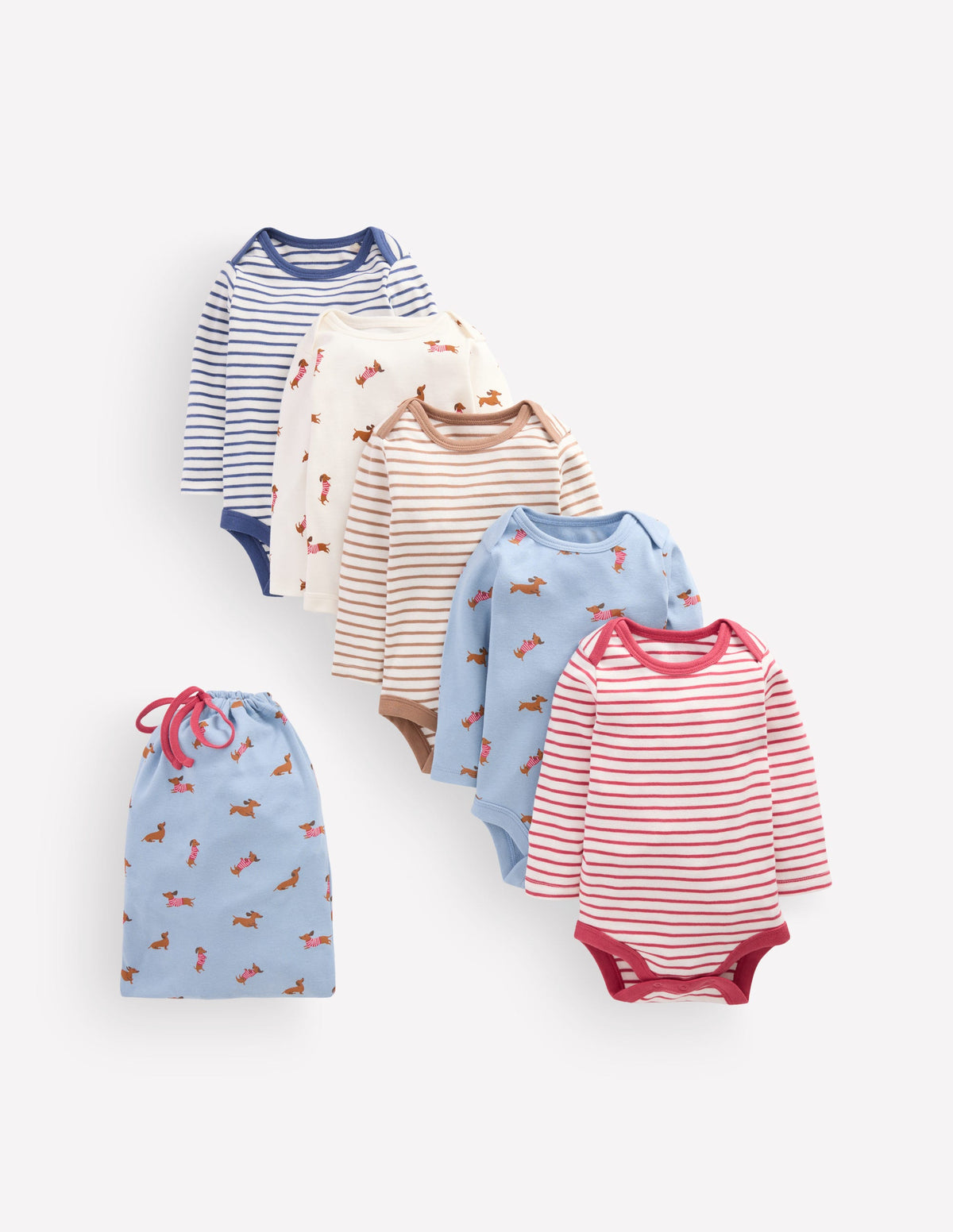 Baumwollbodys im 5er-Pack-Blau Bunt Hunde-1
