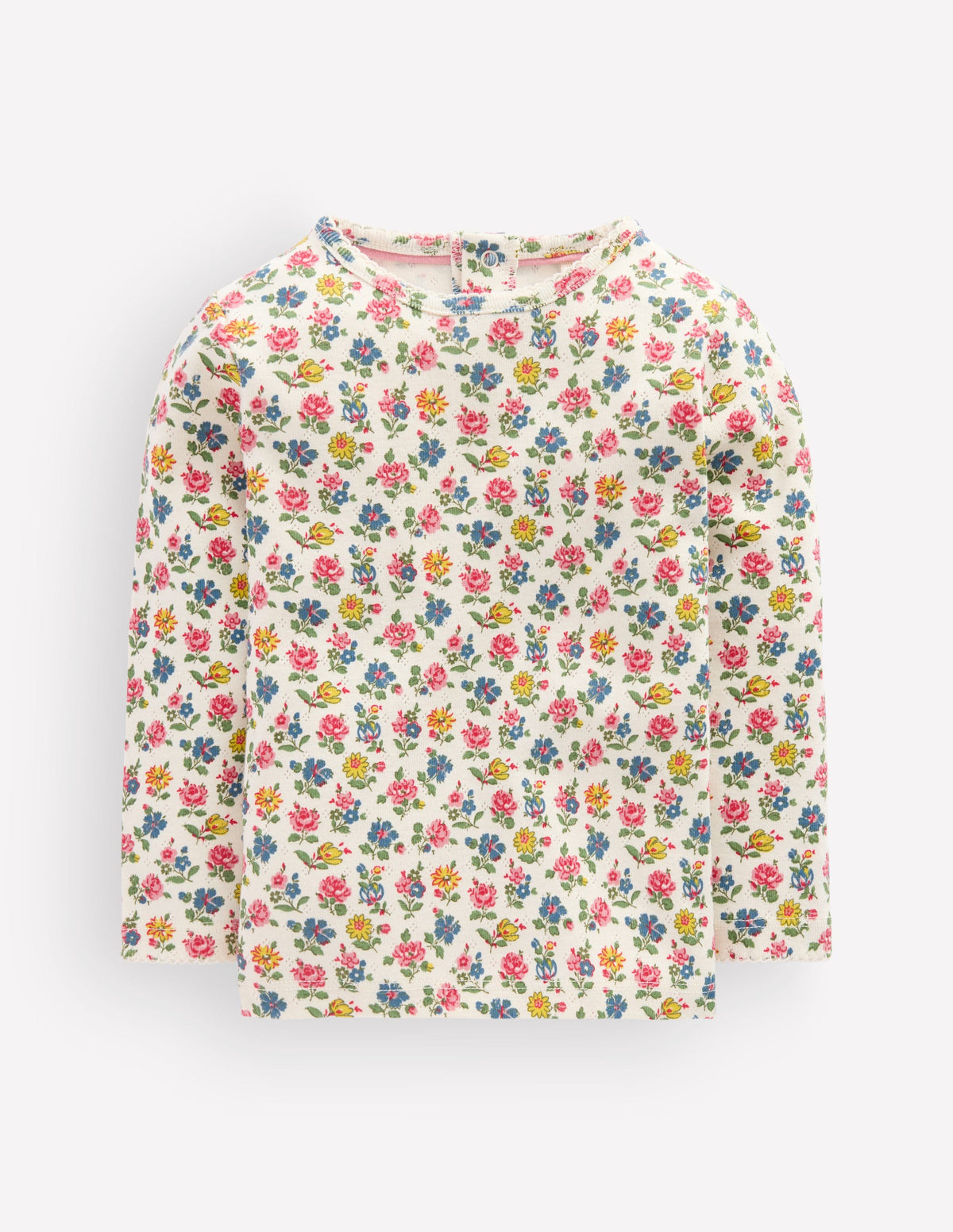 Cotton Pointelle Top-Multi Floral Print - Image 1
