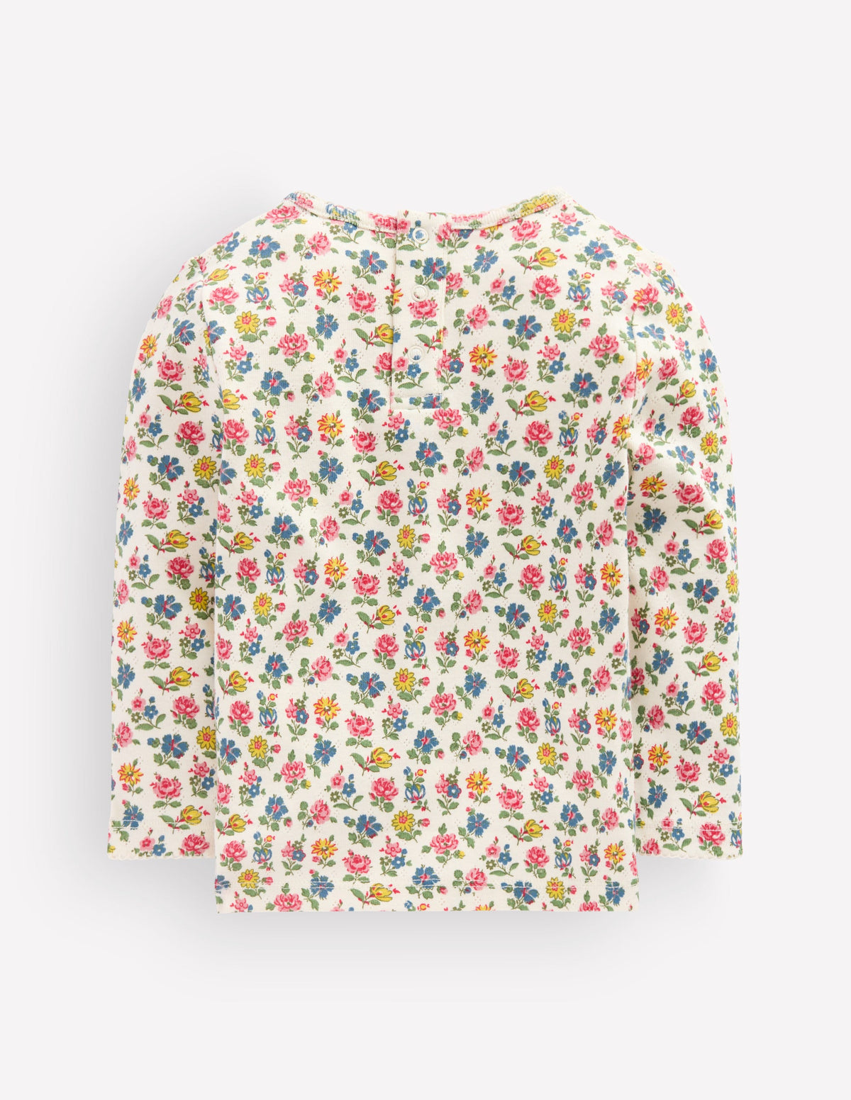 Cotton Pointelle Top-Multi Floral Print-2