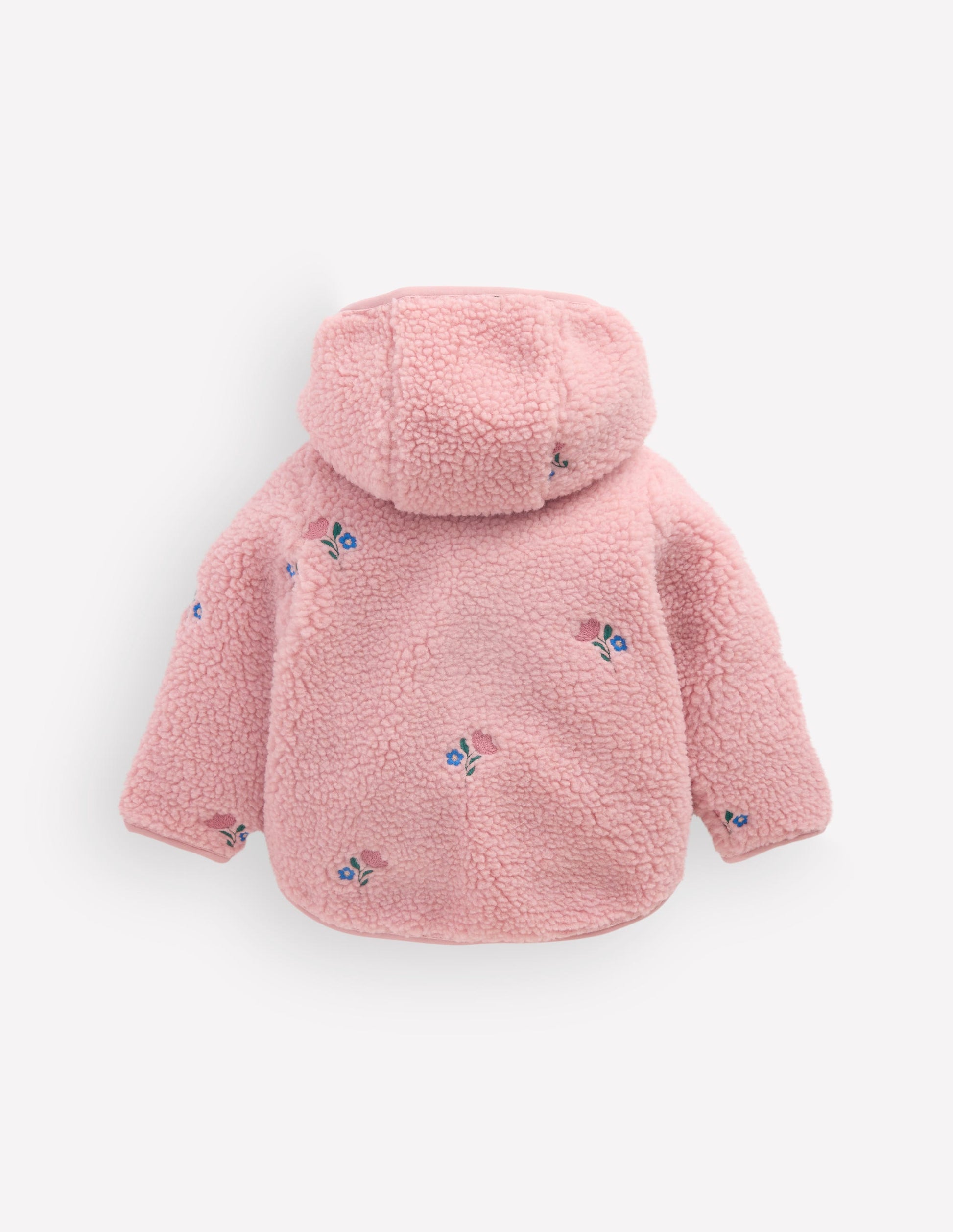 Bestickte Teddyfelljacke-Pink Geblümt-2