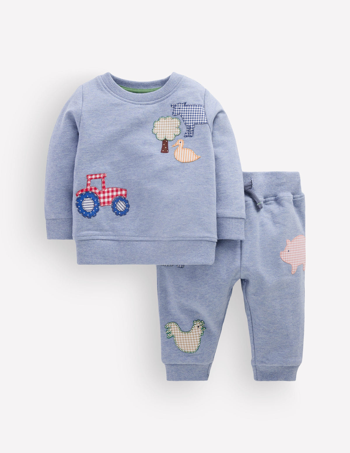 Sweatshirt-Set mit Applikation-Blau Meliert Farm-1