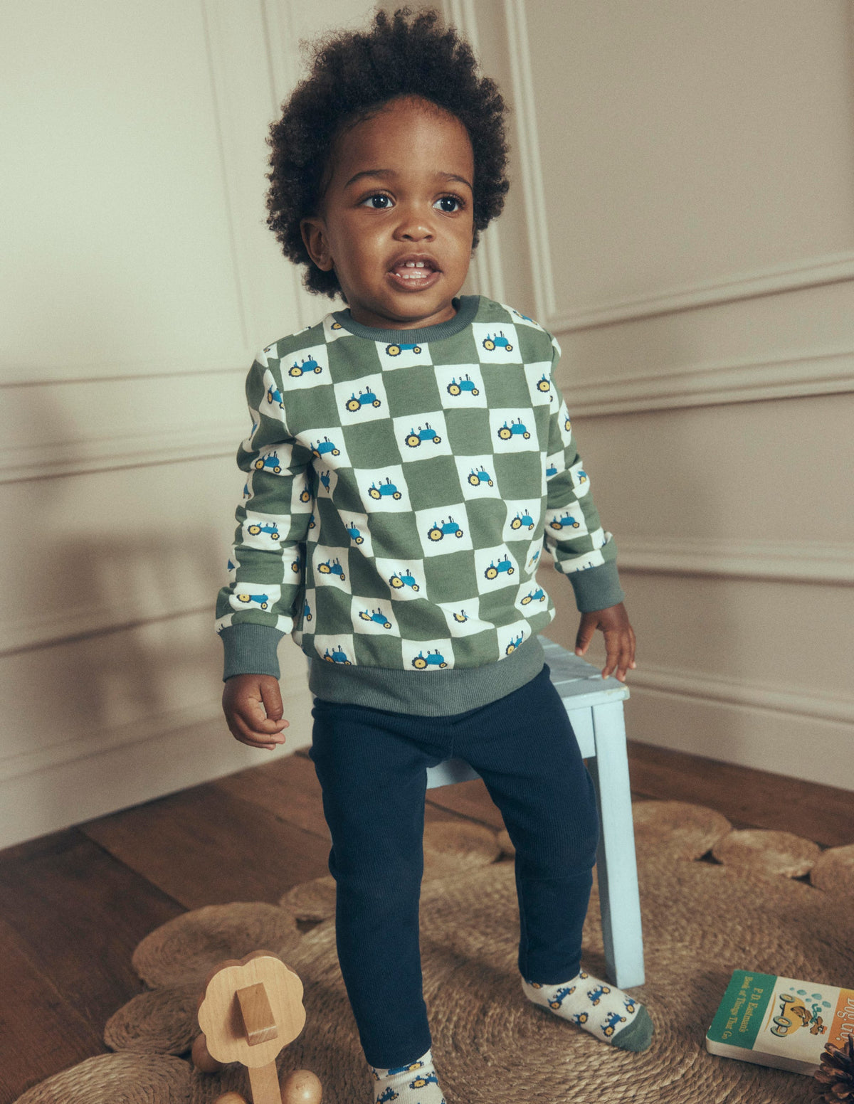 Ensemble sweat et legging-Tracteurs carreaux verts - Image 1