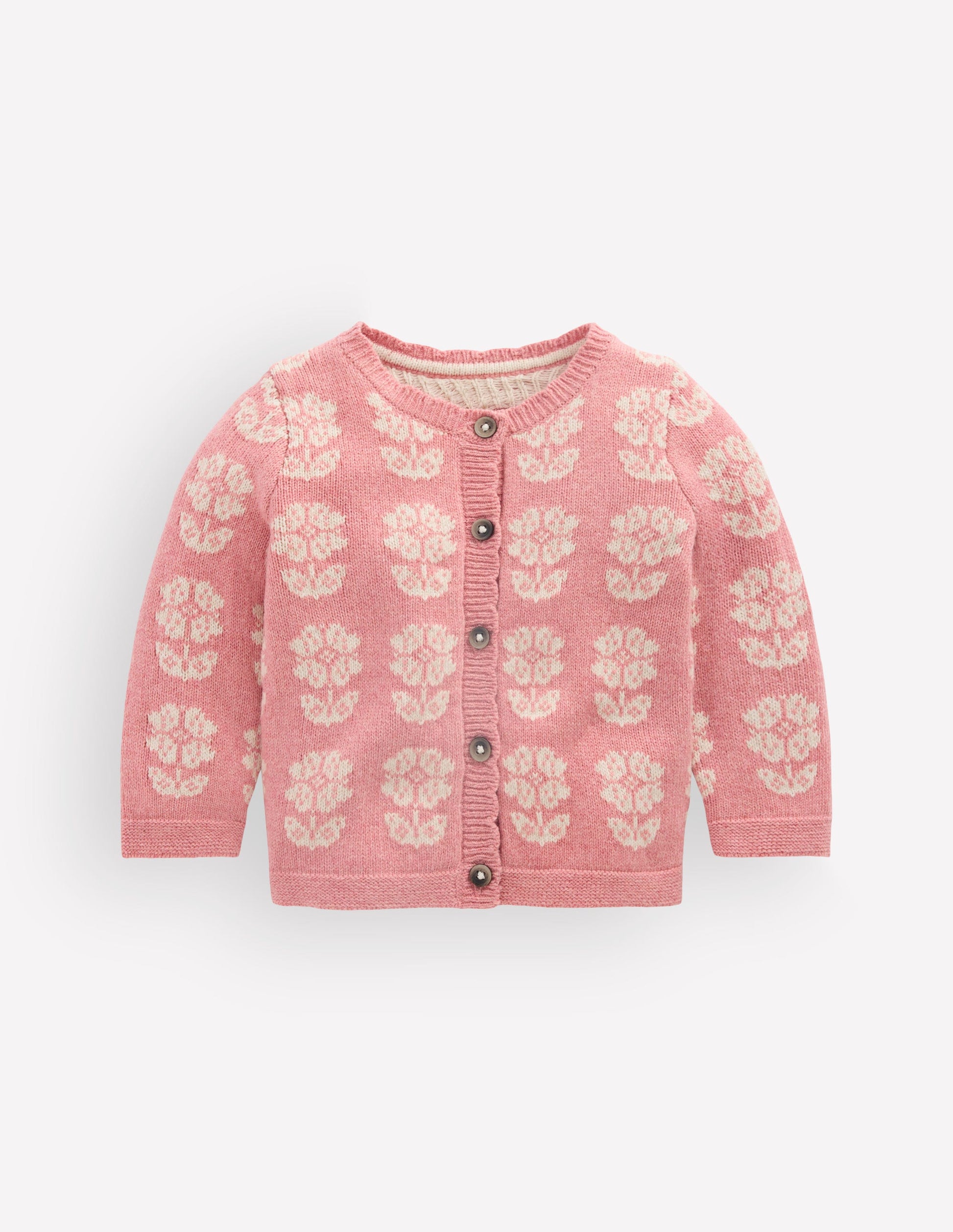 Fair Isle Cardigan-Pink Heather Marl-1