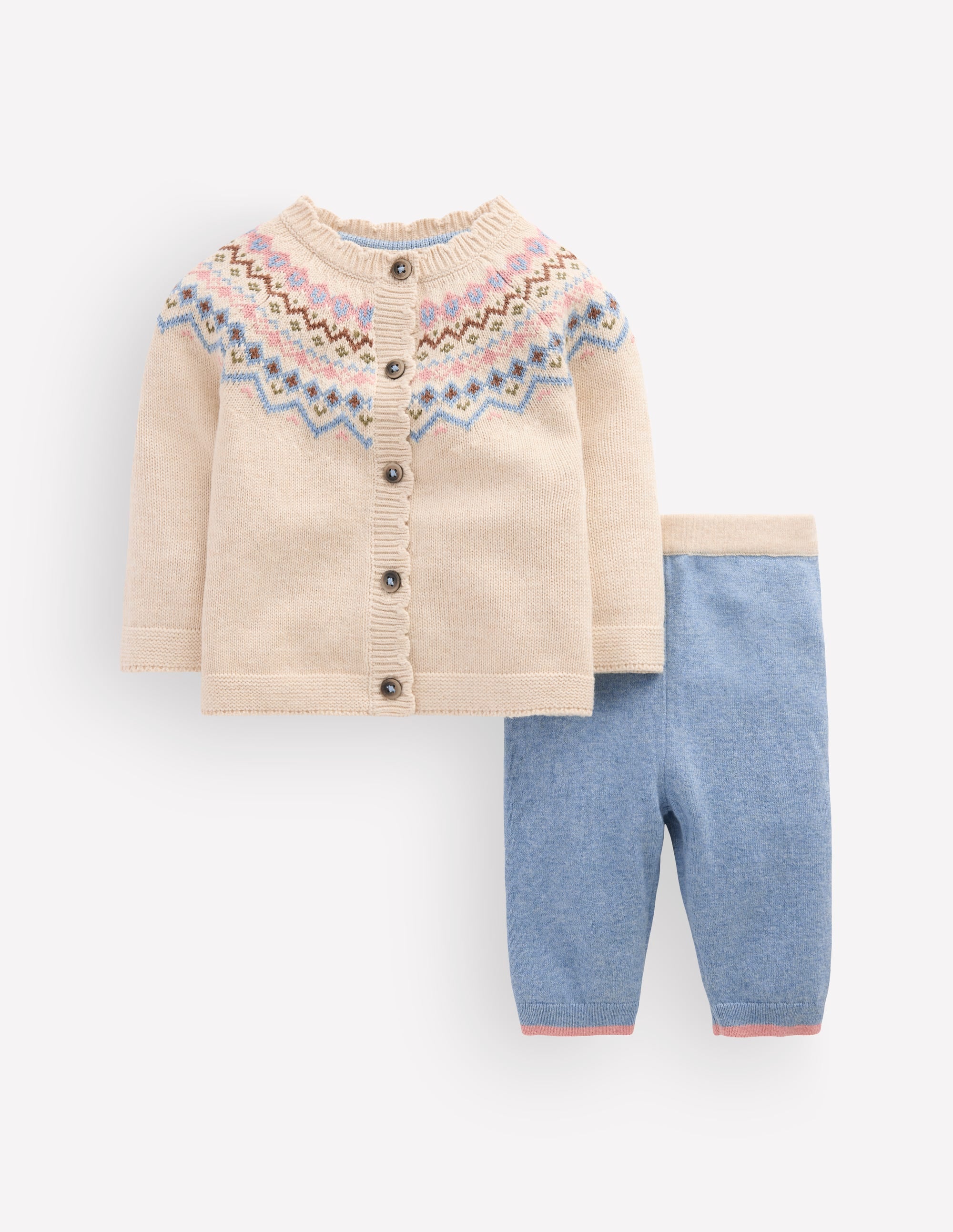Spielset aus Fair-Isle-Strick-Beige Meliert - Image 1