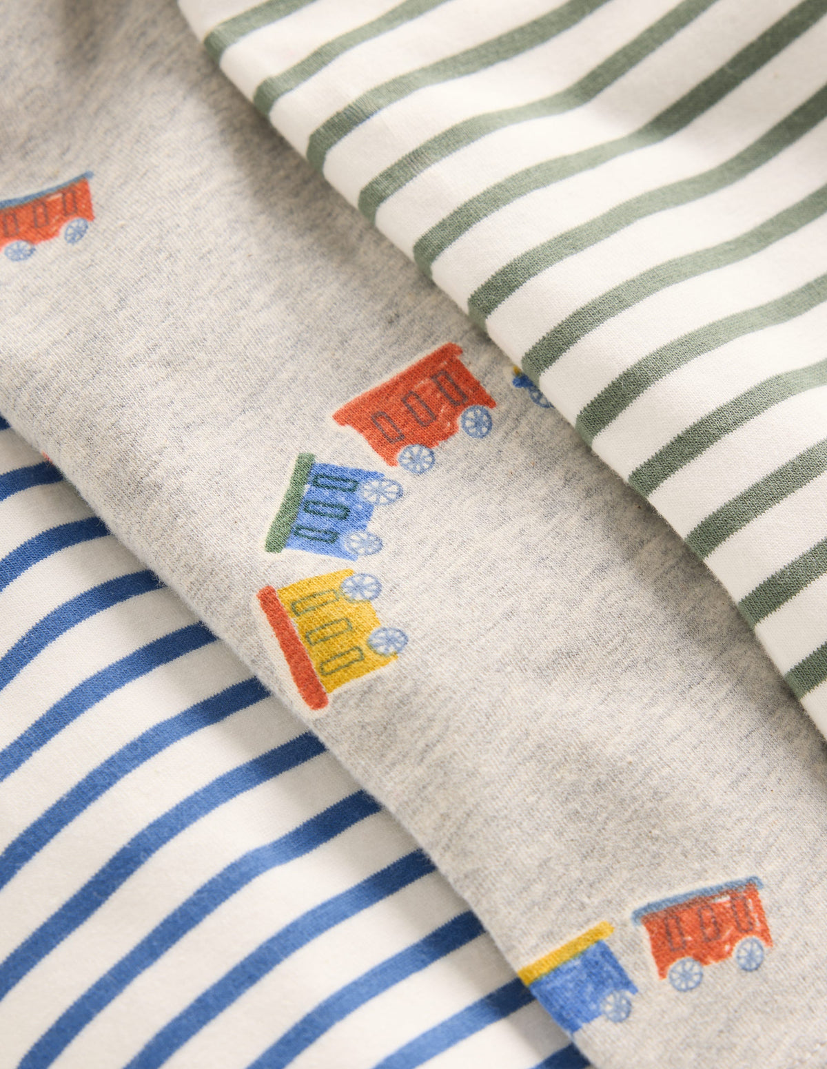 3 leggings en coton-Trains gris chiné - Image 3