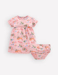 Jerseykleid mit Lochstickerei-Rosa Tropische Tiere