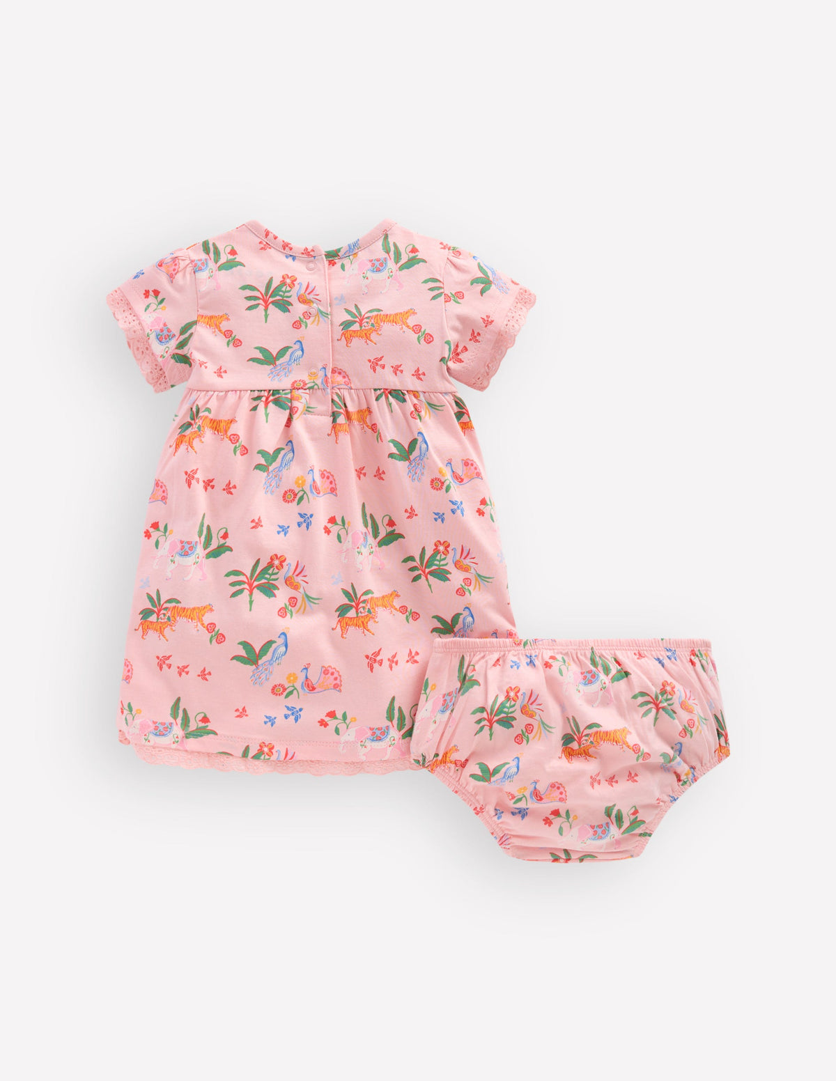 Jerseykleid mit Lochstickerei-Rosa Tropische Tiere - Image 2