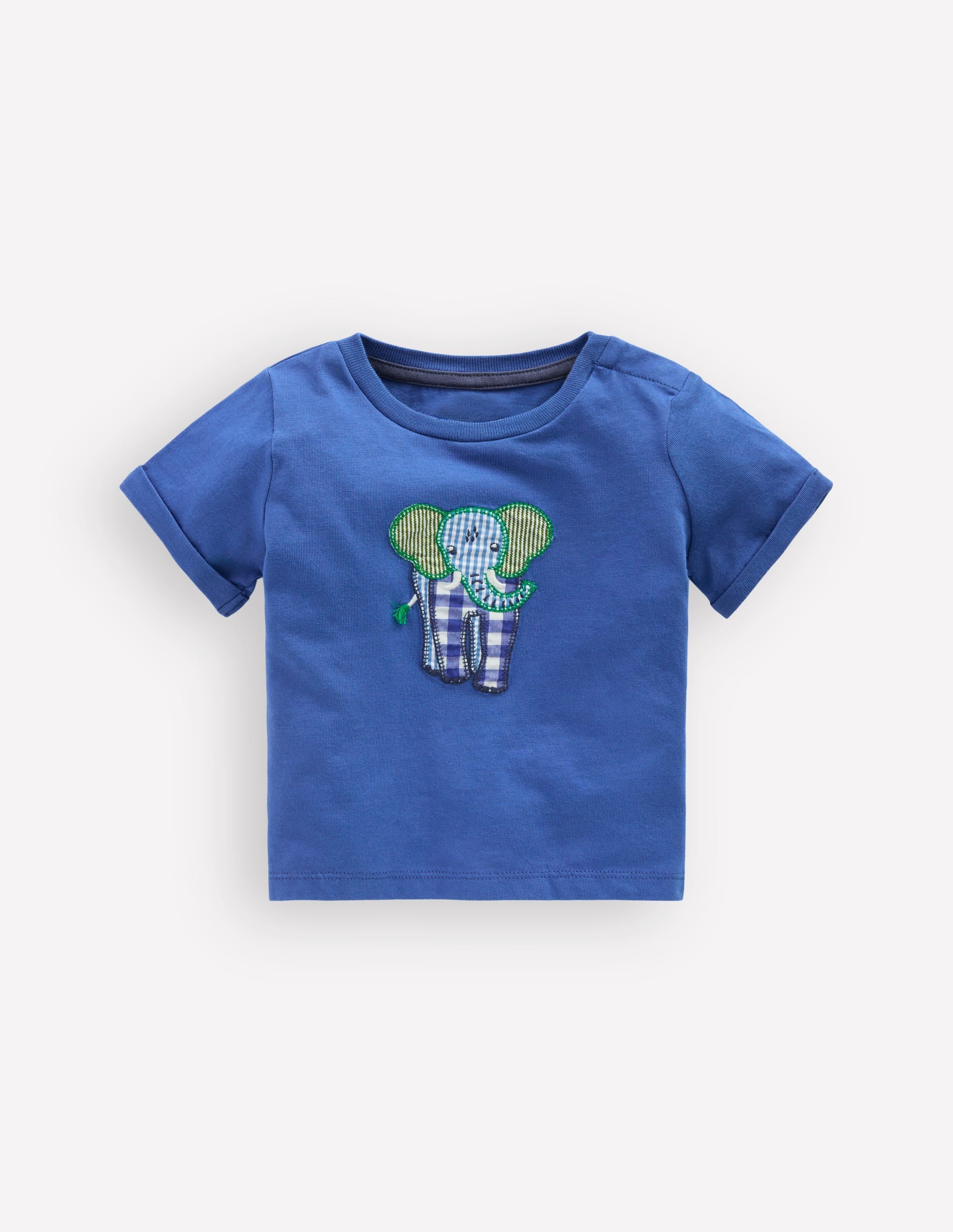 T-shirt manches courtes à logo-Patchwork éléphant bleu - Image 1