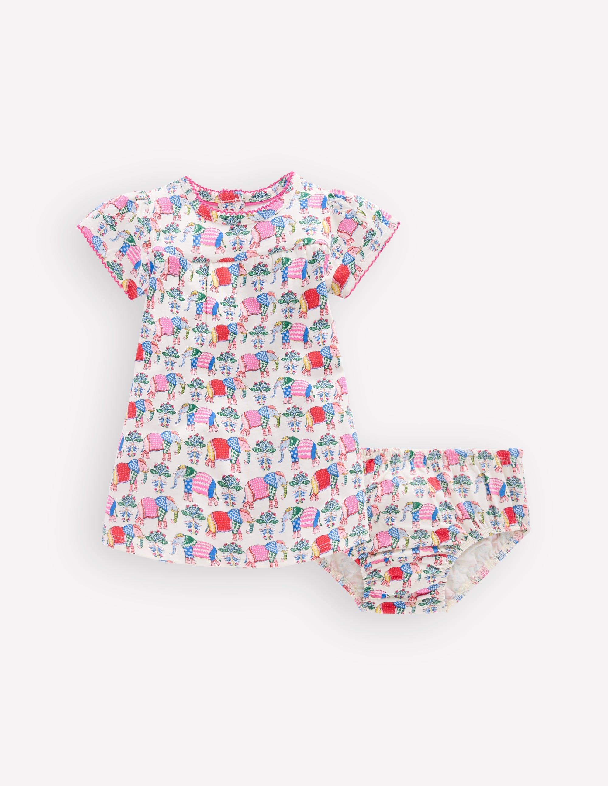 Robe froncée en jersey-Petit motif éléphant multi - Image 1