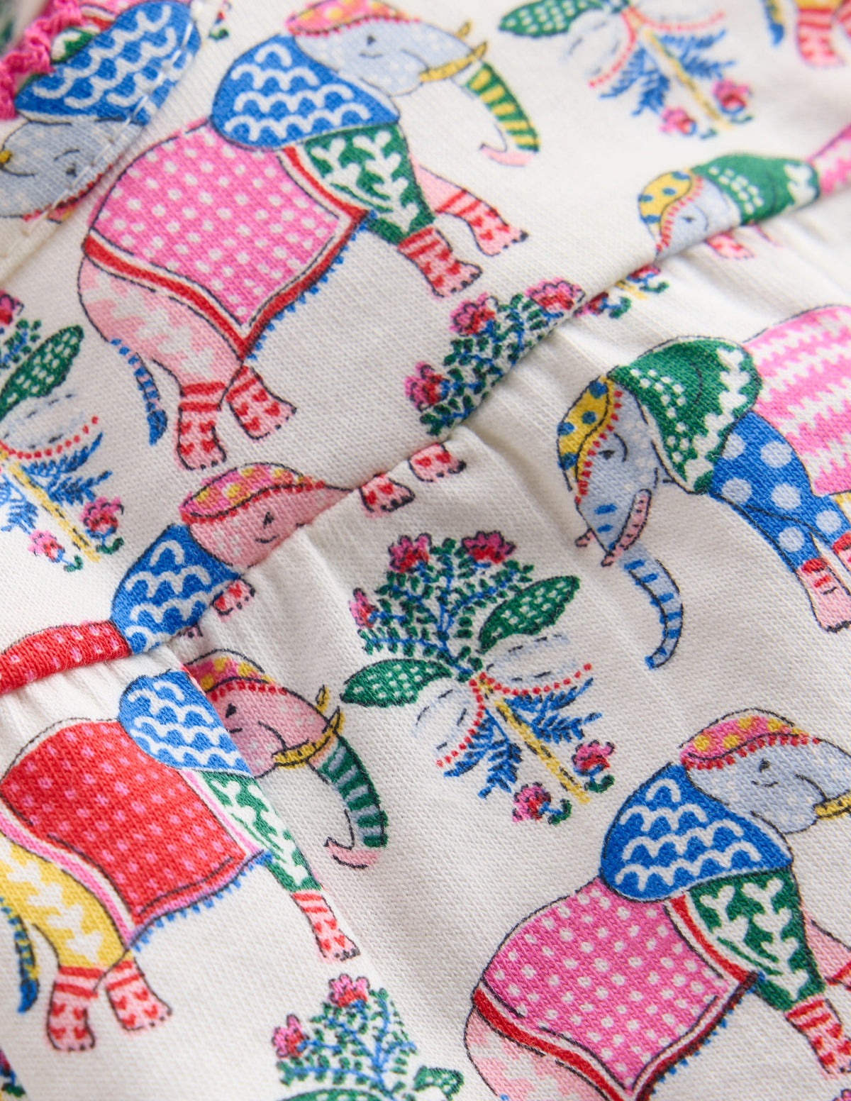 Robe froncée en jersey-Petit motif éléphant multi - Image 3