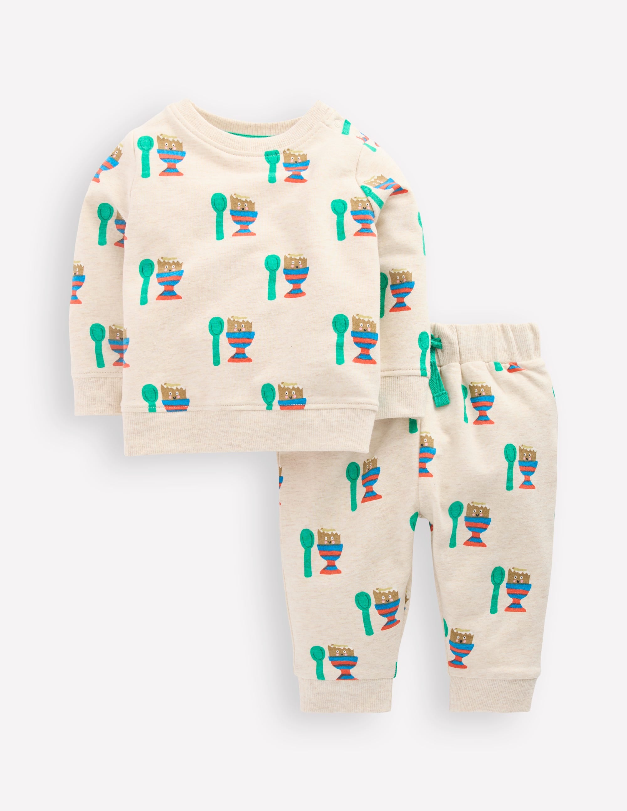 Sweatshirt-Spielset-Haferbeige Meliert Lustiges Ei - Image 1