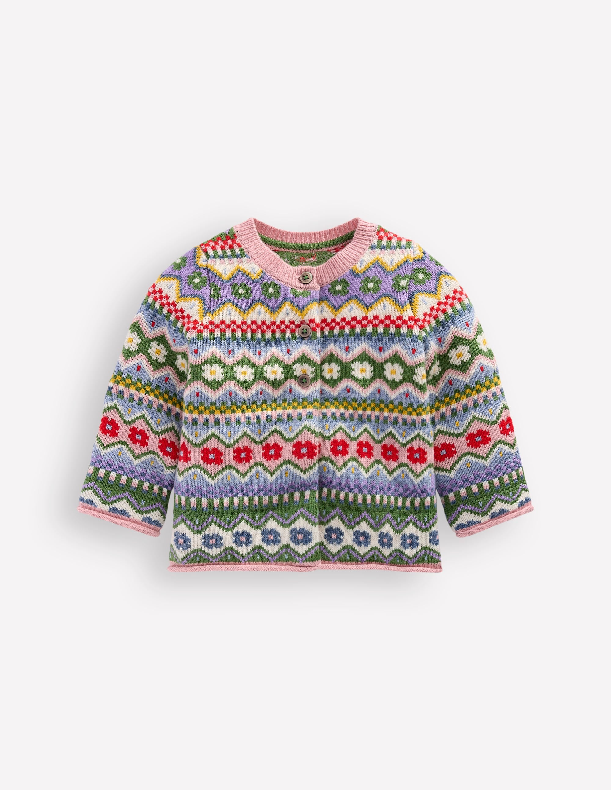 Edie Fair-Isle-Strickjacke-Bunt Blumenmuster Fair-Isle - Image 1
