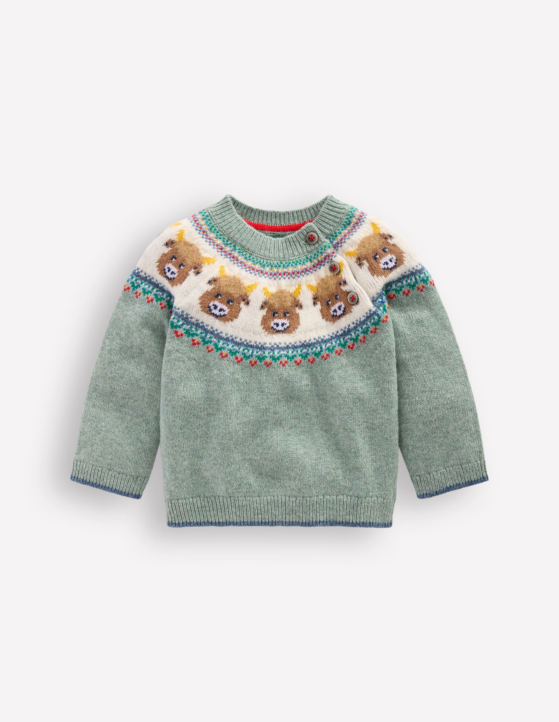 Fair-Isle-Pullover-Zultanitgrün Hochlandrinder-1