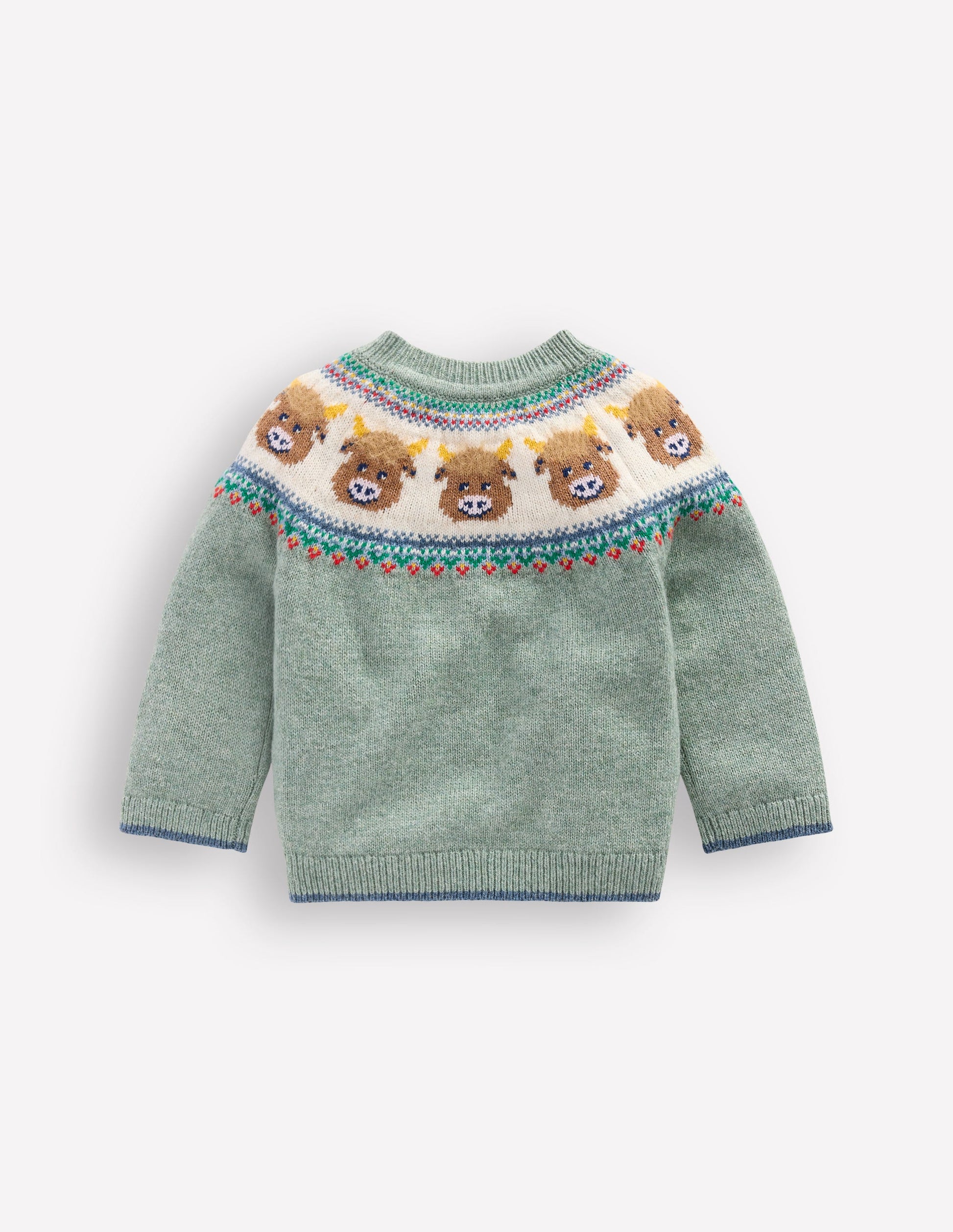 Fair-Isle-Pullover-Zultanitgrün Hochlandrinder-2