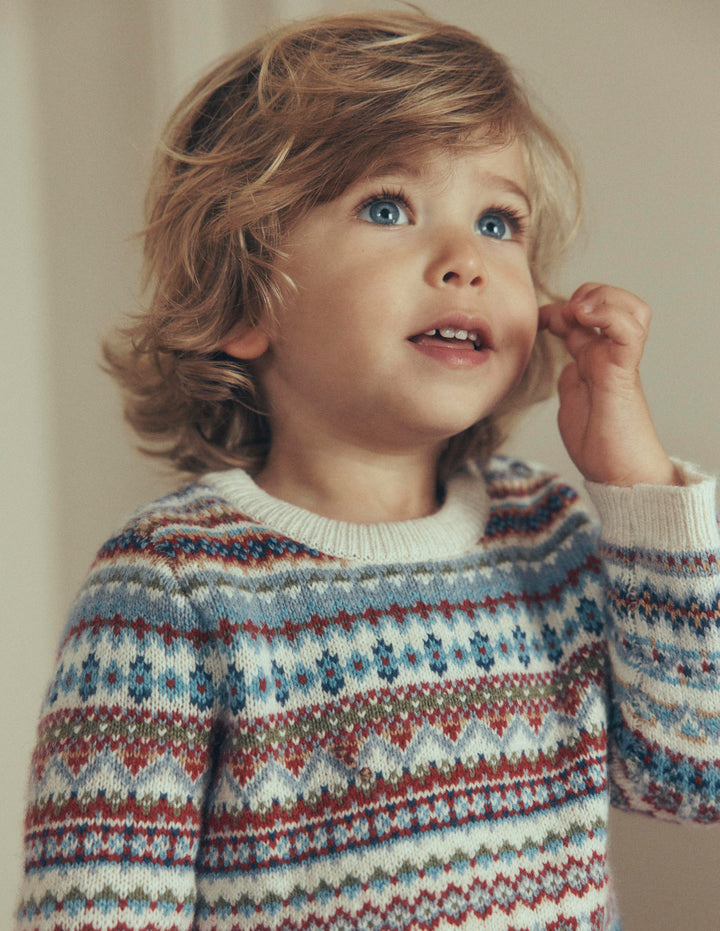 Pull motif jacquard-Motif jacquard tendre multi
