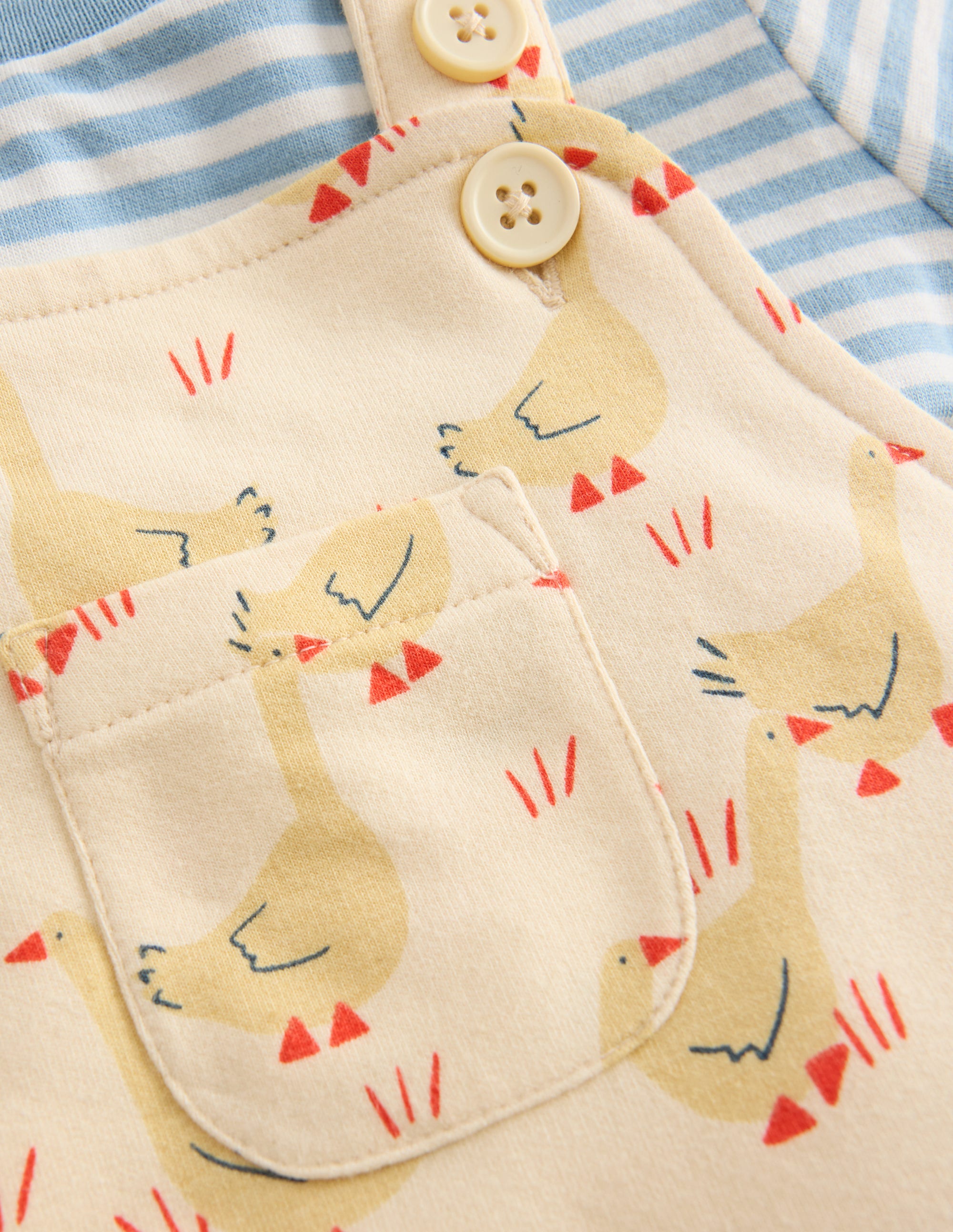 Jersey-Oberteil und Latzhose im Set-Beige Gänse - Image 3