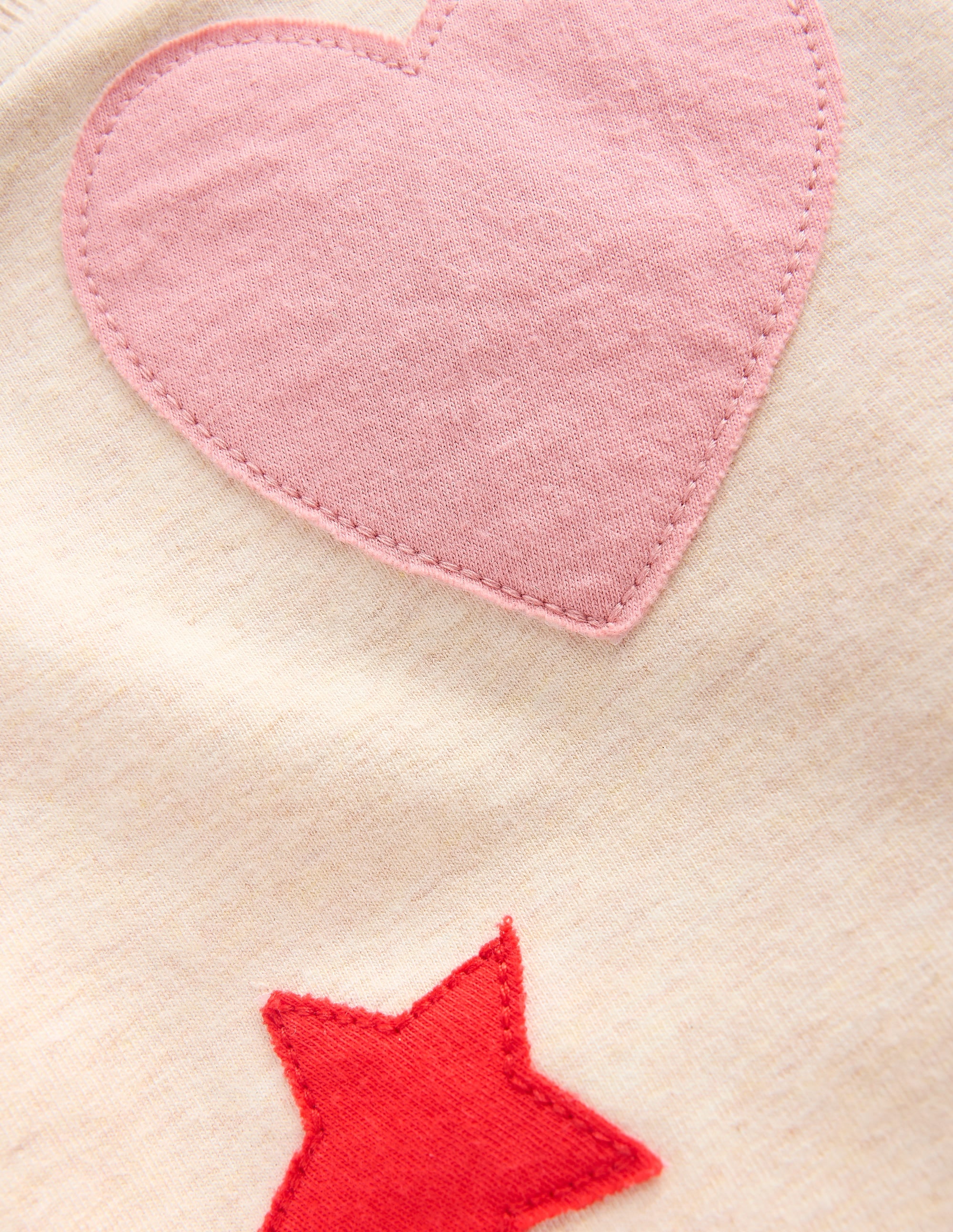 Appliqué Sweatshirt Set-Oatmeal Hearts & Star Applique - Image 3