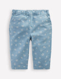 Pantalon à enfiler en coton-Imprimé floral bleu