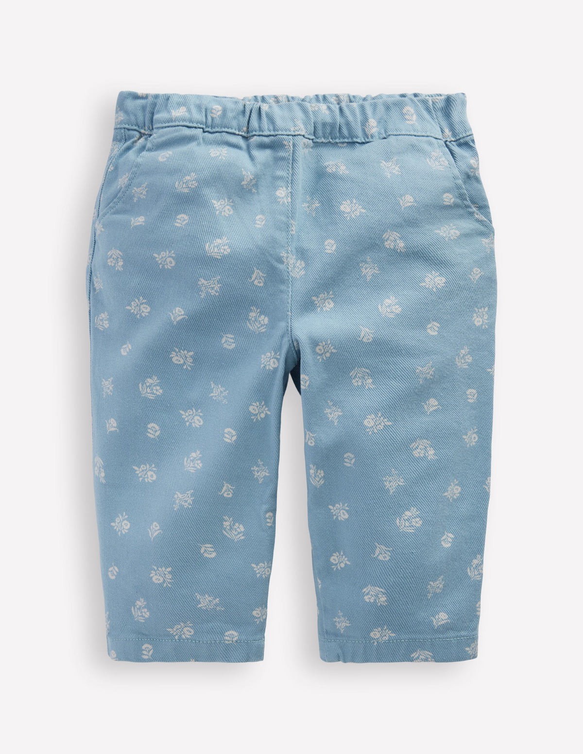 Pantalon à enfiler en coton-Imprimé floral bleu-1
