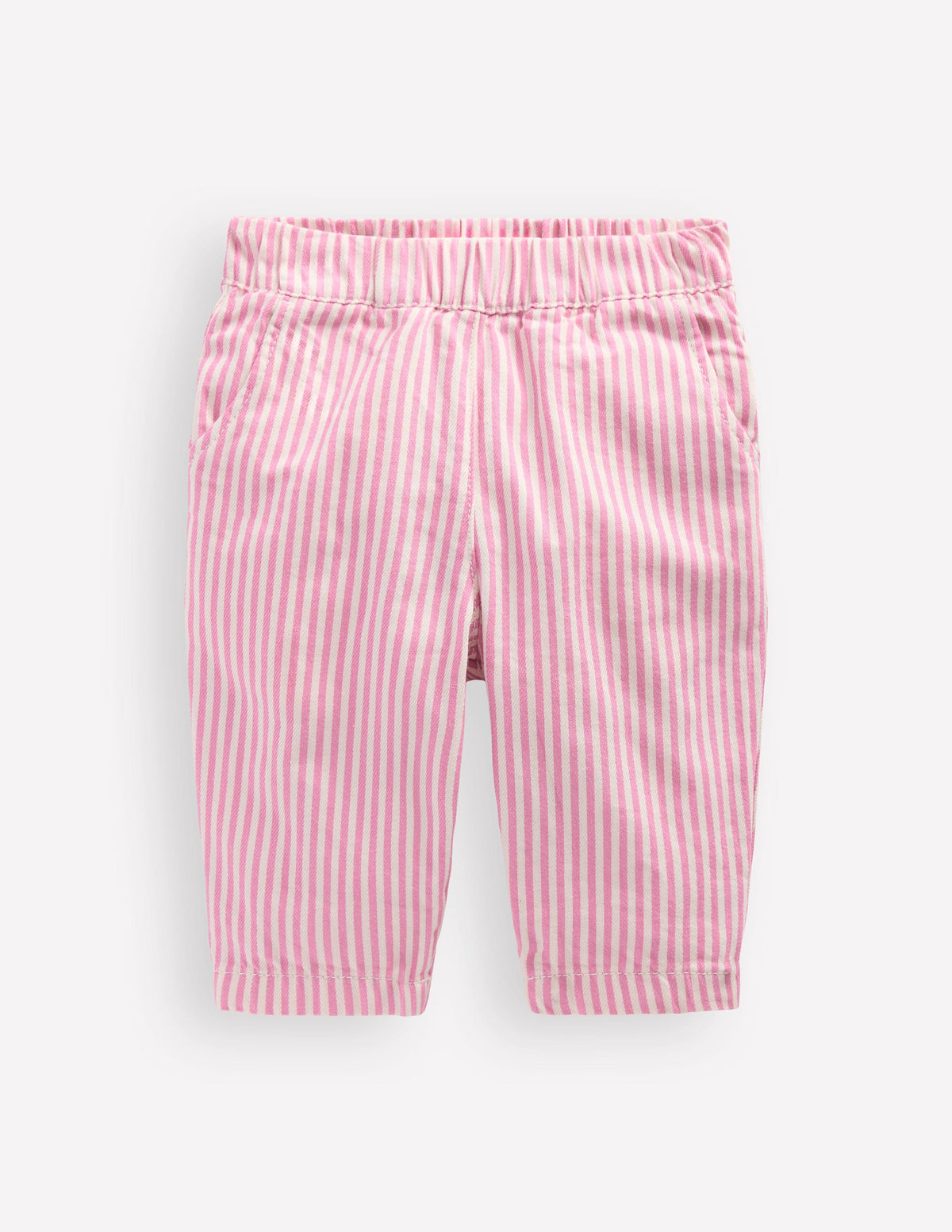 Pantalon à enfiler en coton-Rayé rose-1