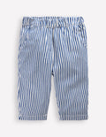 Baumwollhose zum Hineinschlüpfen-Blau und Naturweiß Gestreift