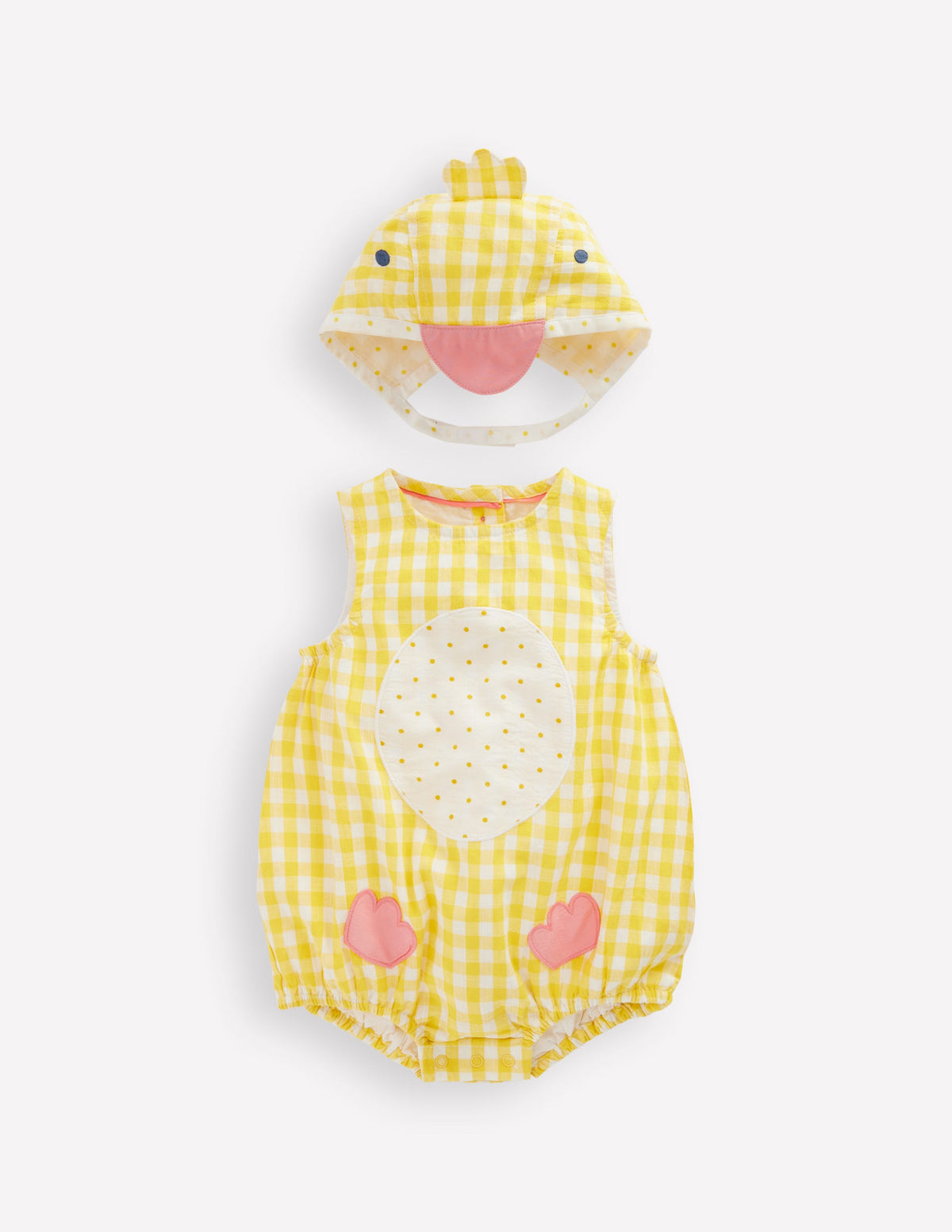 Novelty Woven Romper Set-Pineapple Yellow Gingham Chick-1
