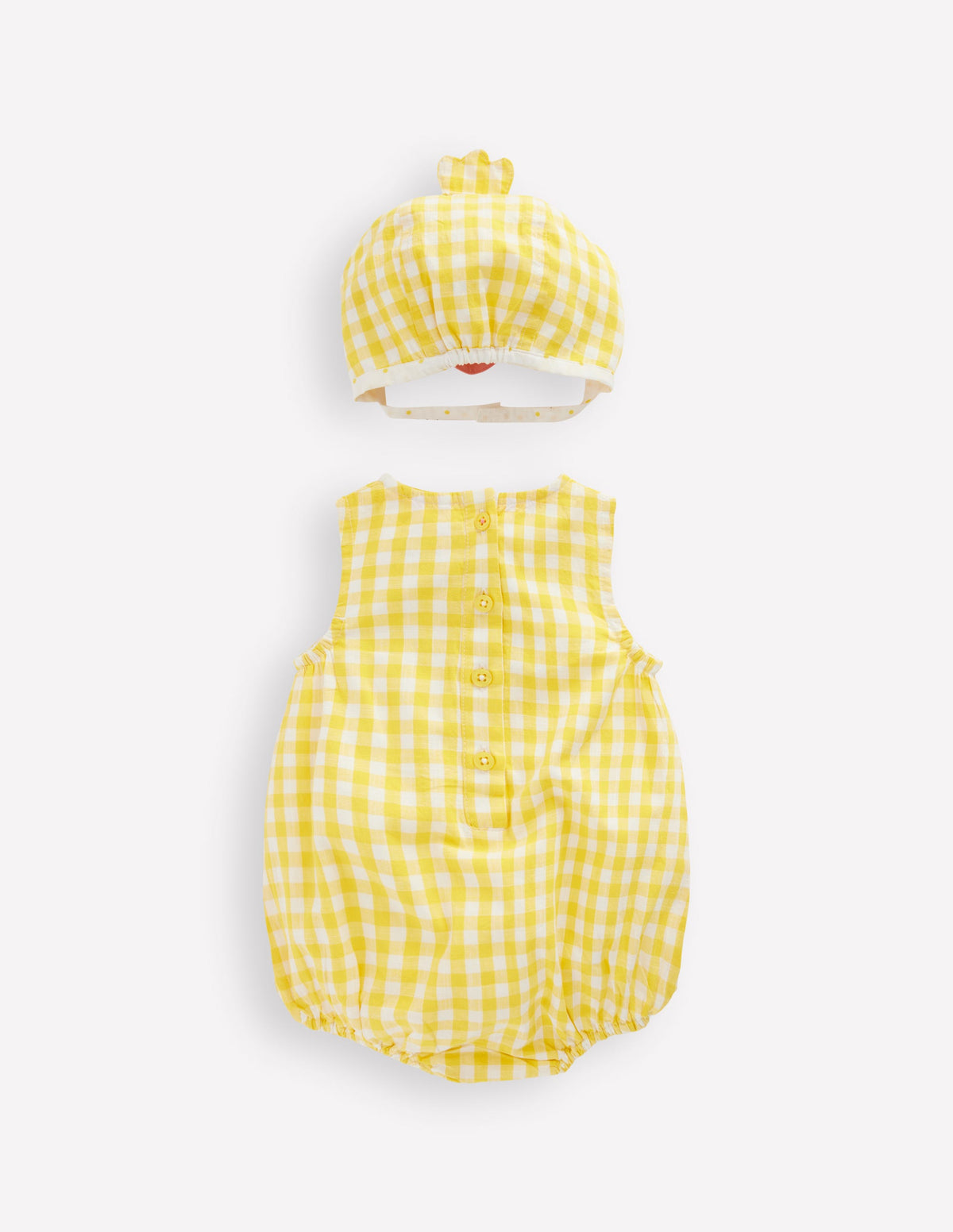 Novelty Woven Romper Set-Pineapple Yellow Gingham Chick-2