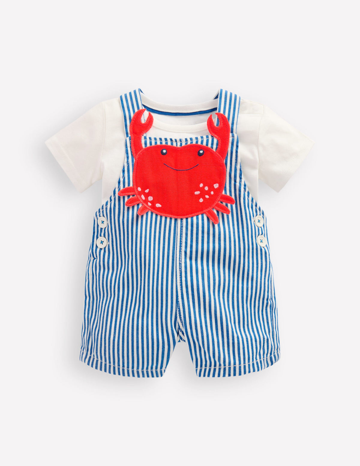 Originelles, gewebtes Latzhosen-Set-Blau Streifen Krebs-1