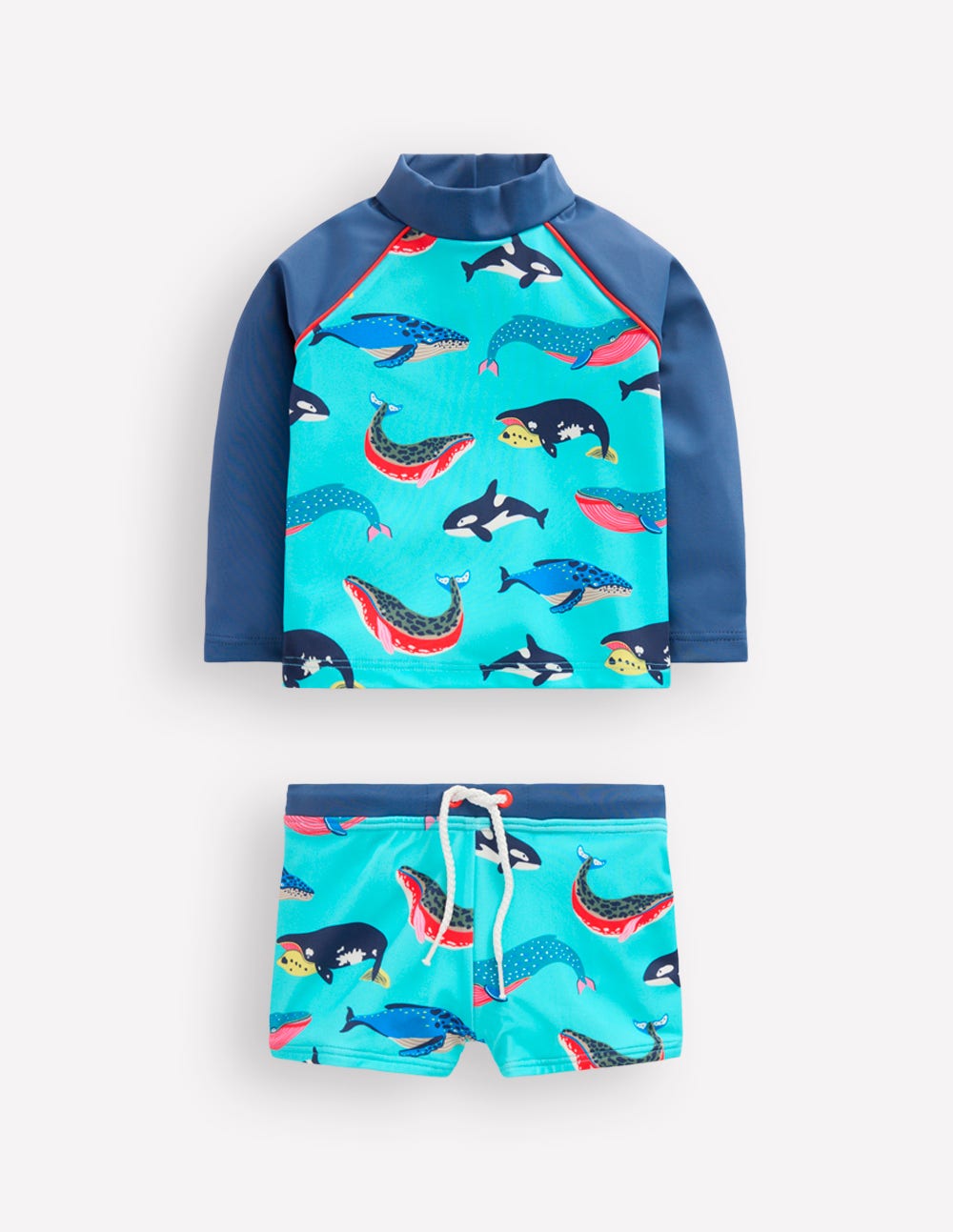 Badeshirt-Set-Blau Wale - Image 1