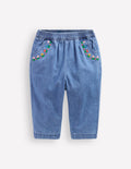 Bestickte Chambray-Hose-Denim, Stickerei