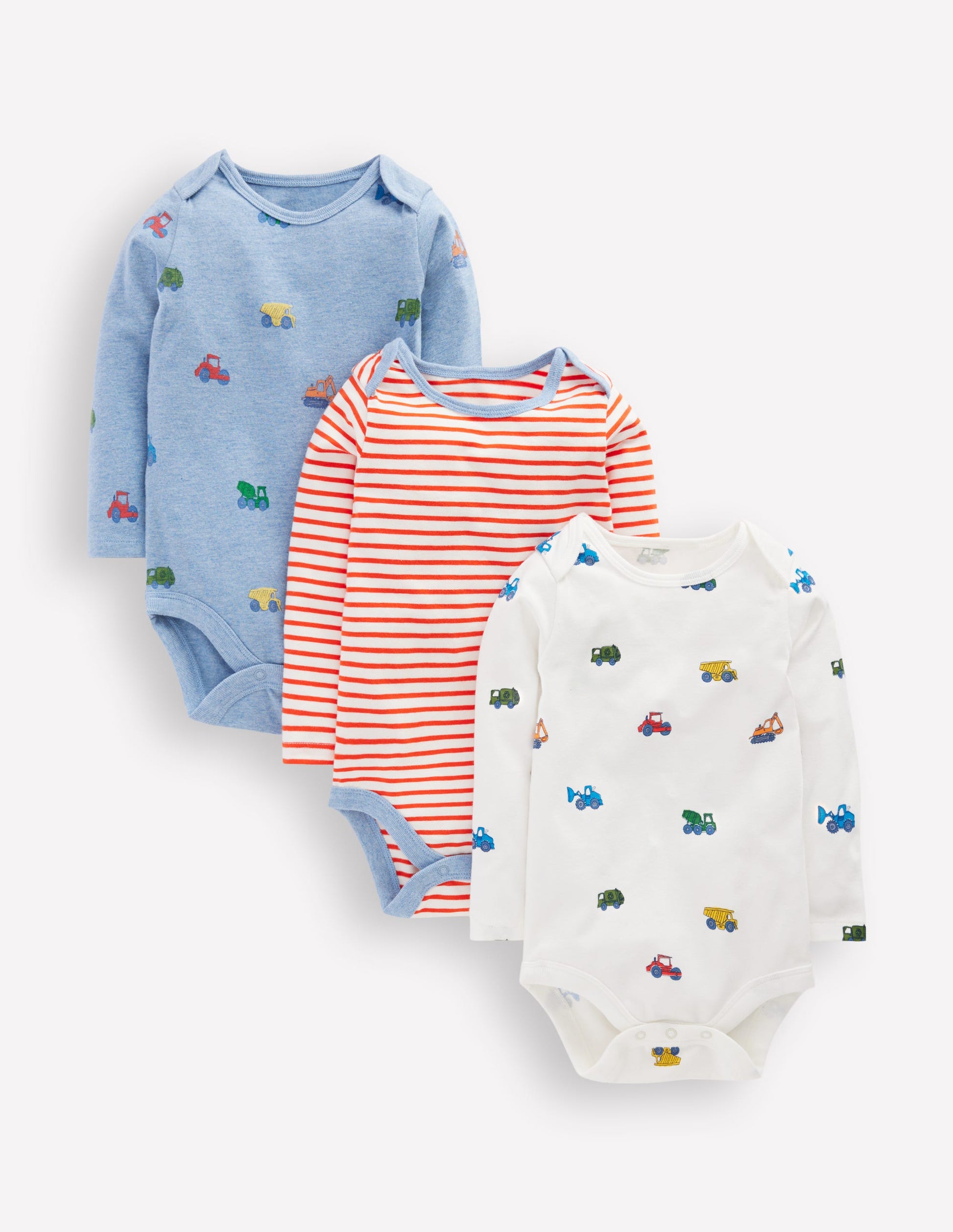 3 bodies en coton-Construction bleu-1