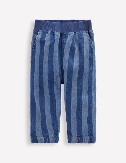 Pantalon à enfiler en jean-Rayé denim