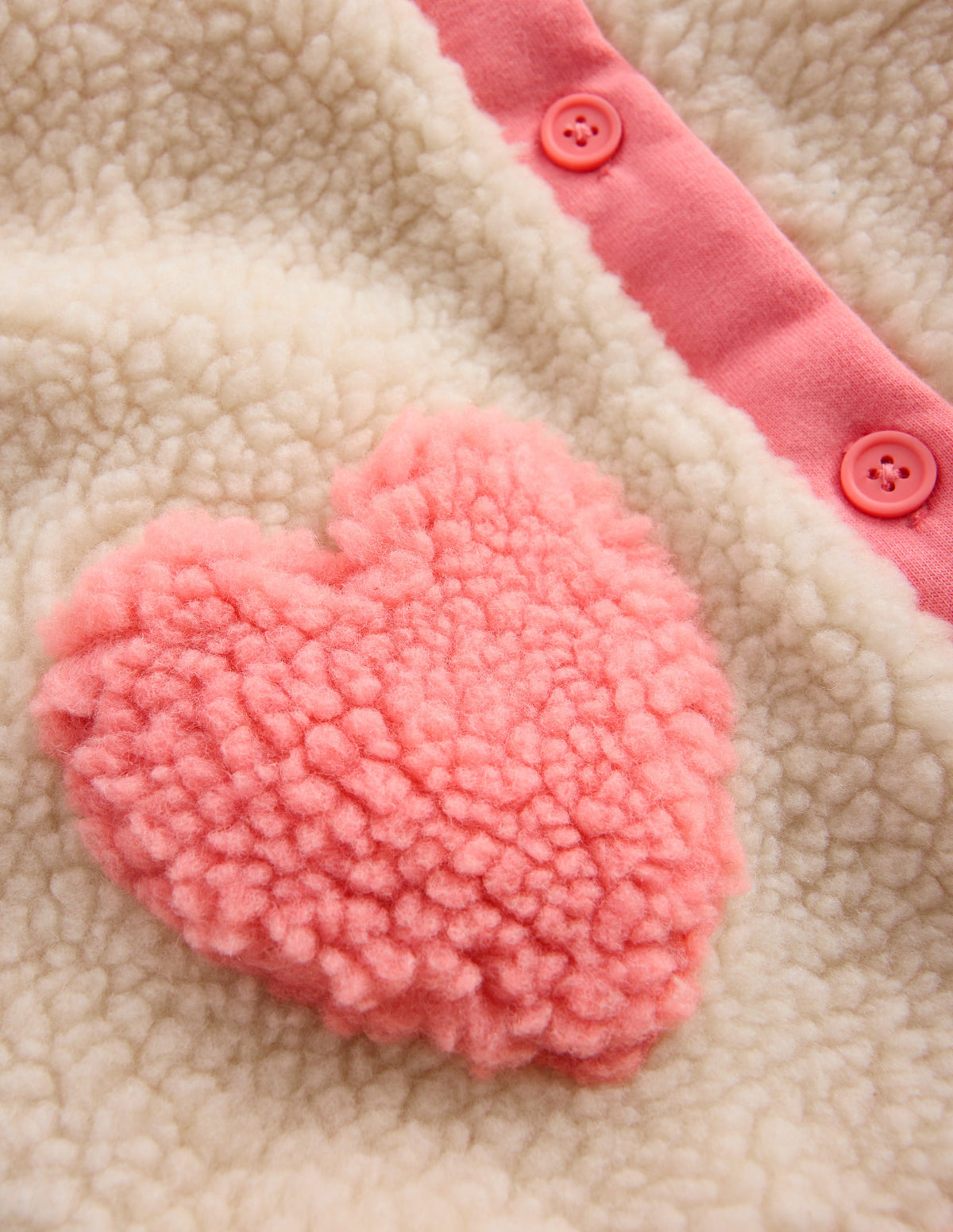 Teddyfelljacke mit Kragen-Neutral/Rosa Herz-3