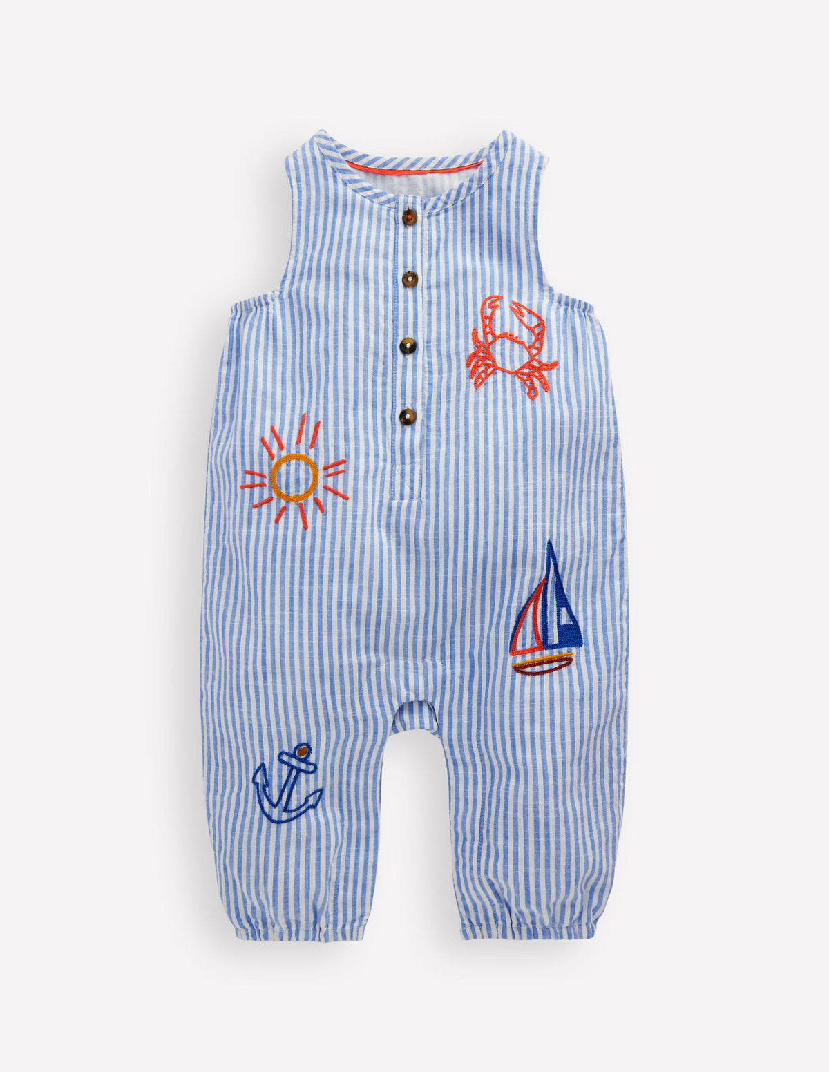 Strampler zum Zuknöpfen-Gletscherblau Ozean Stickerei-1