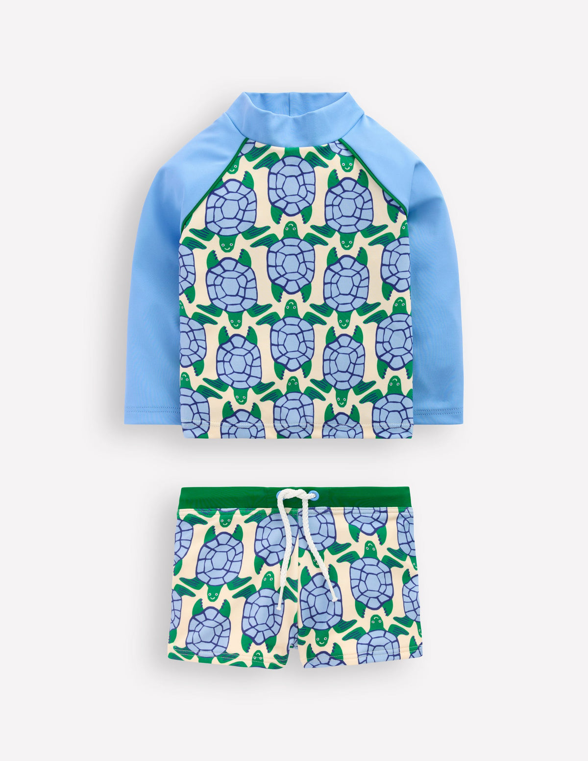 Badeshirt-Set-Blau Geo Schildkröten-1