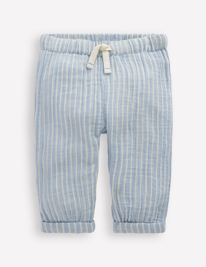 Doppeltuch-Hose-Hellblau Streifen