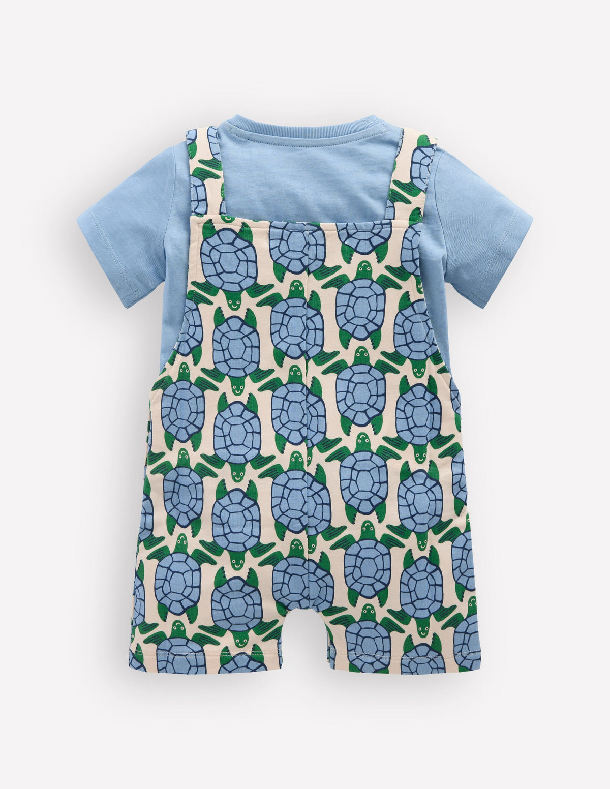 Ensemble avec salopette courte en jersey-Tortues géométriques bleu - Image 2