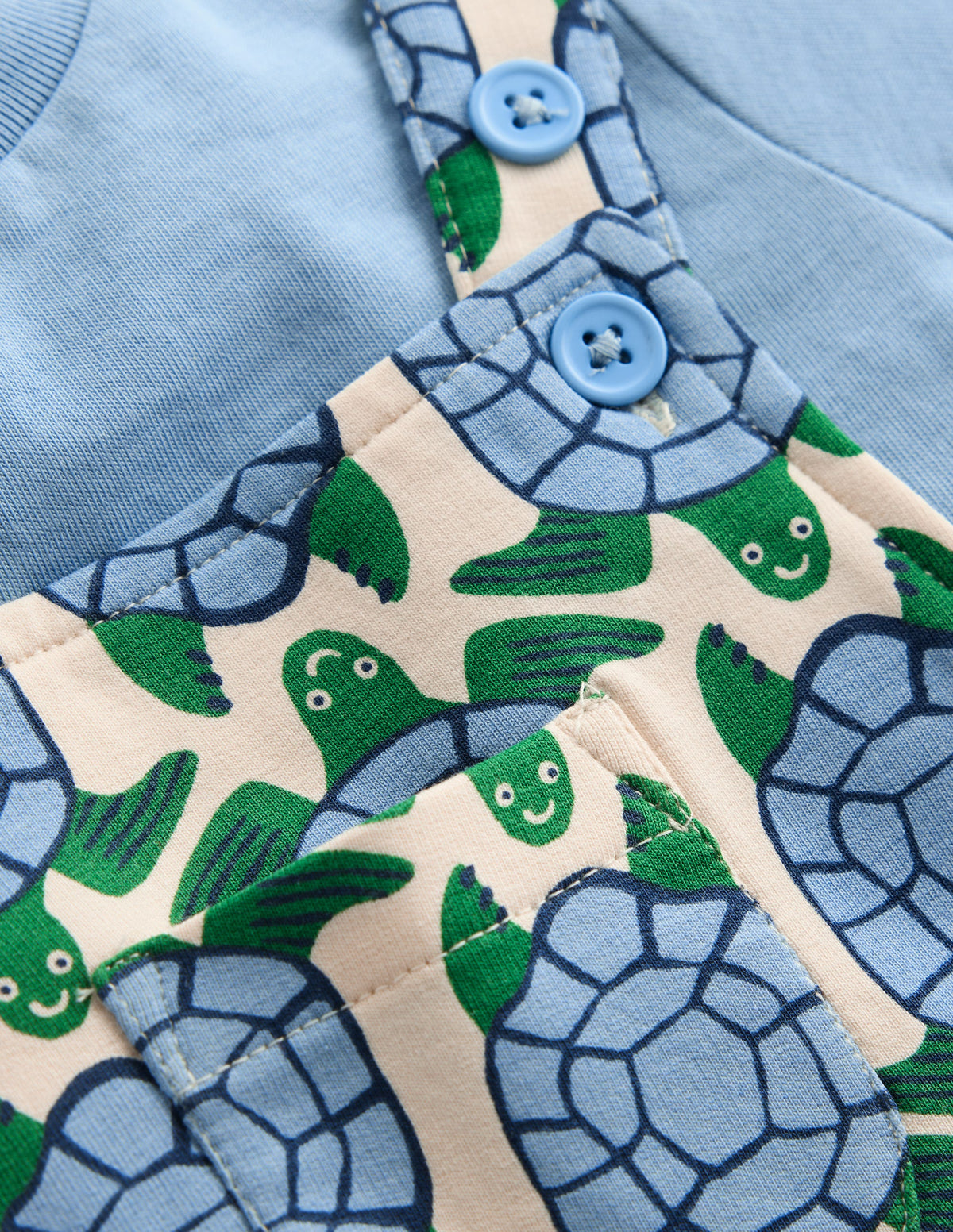 Ensemble avec salopette courte en jersey-Tortues géométriques bleu - Image 3