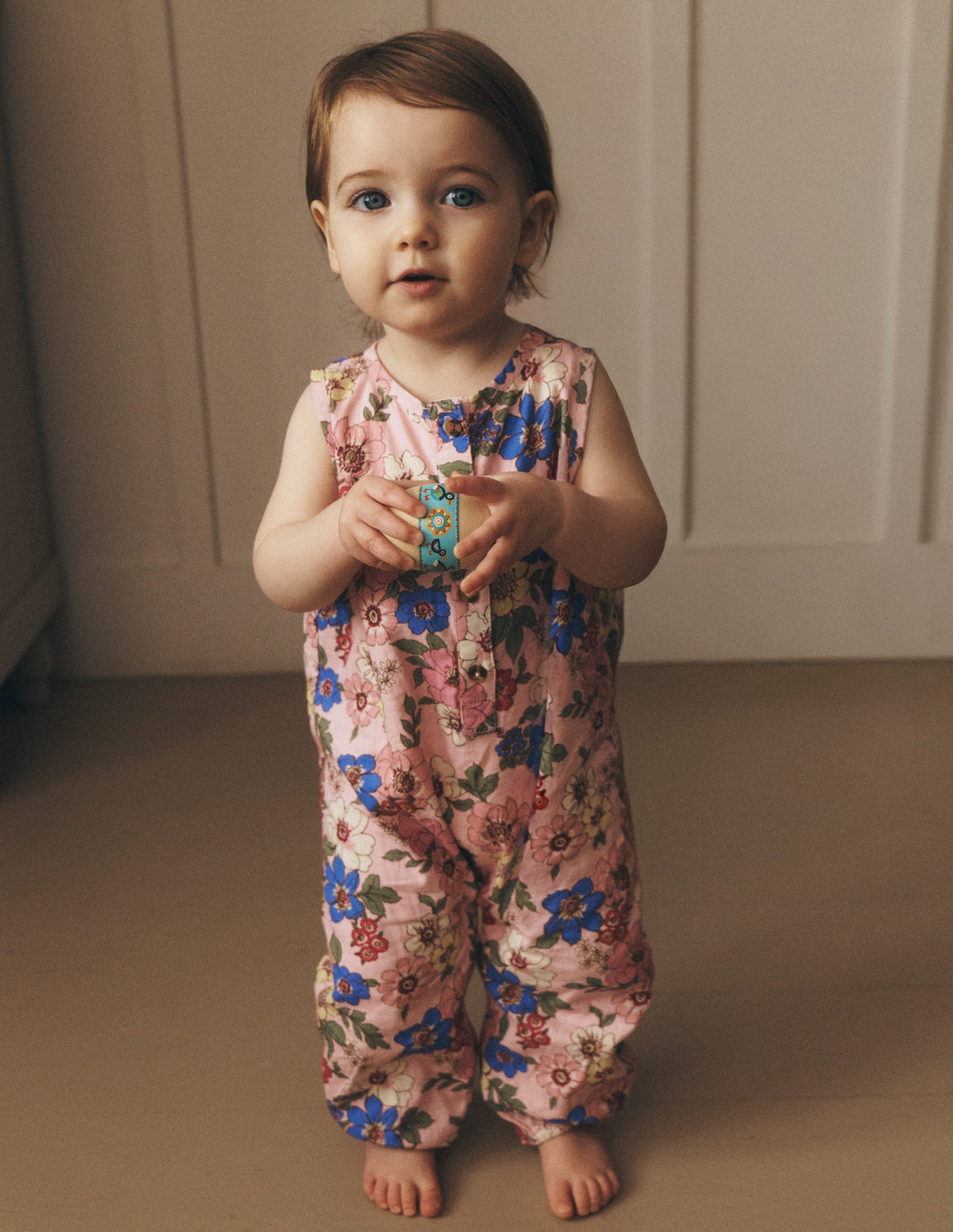 Button Down Romper-Mid Pink Floral-4