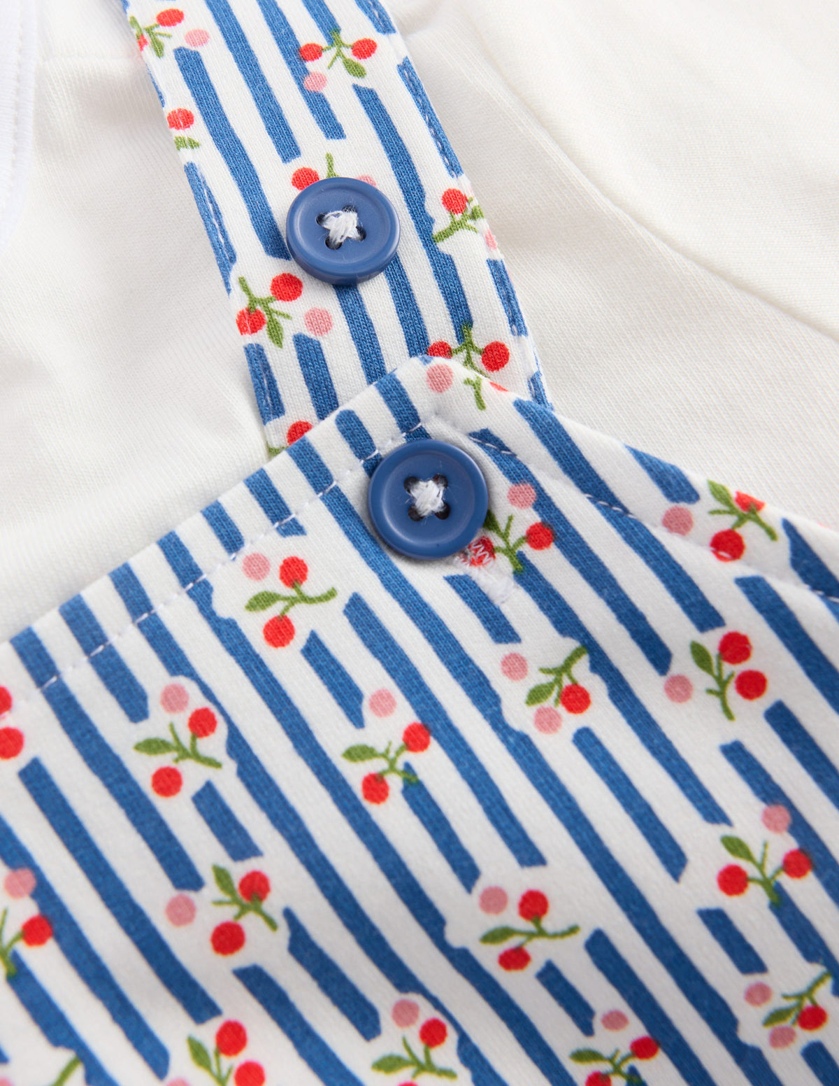 Ensemble avec salopette courte en jersey-Rayé cerise geai bleu - Image 3