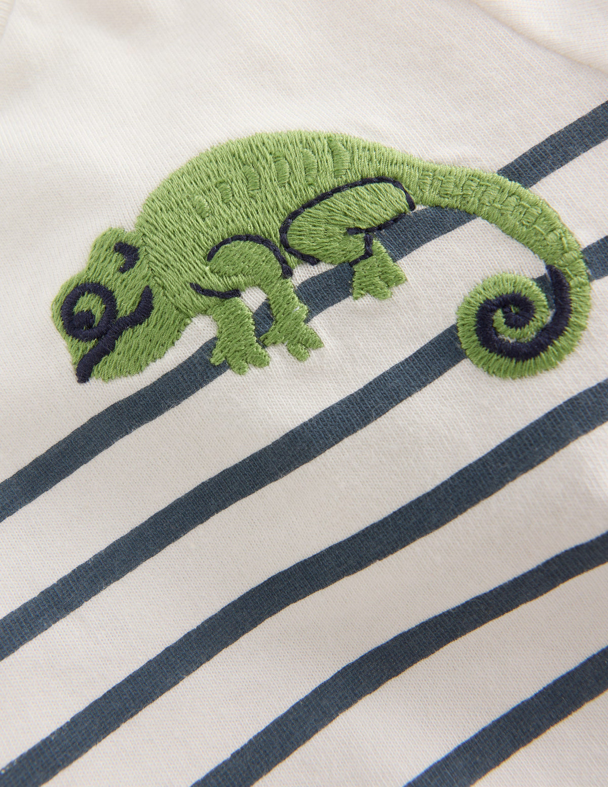 Boys Embroidered T-Shirt-Blue Stripe Chameleon-3