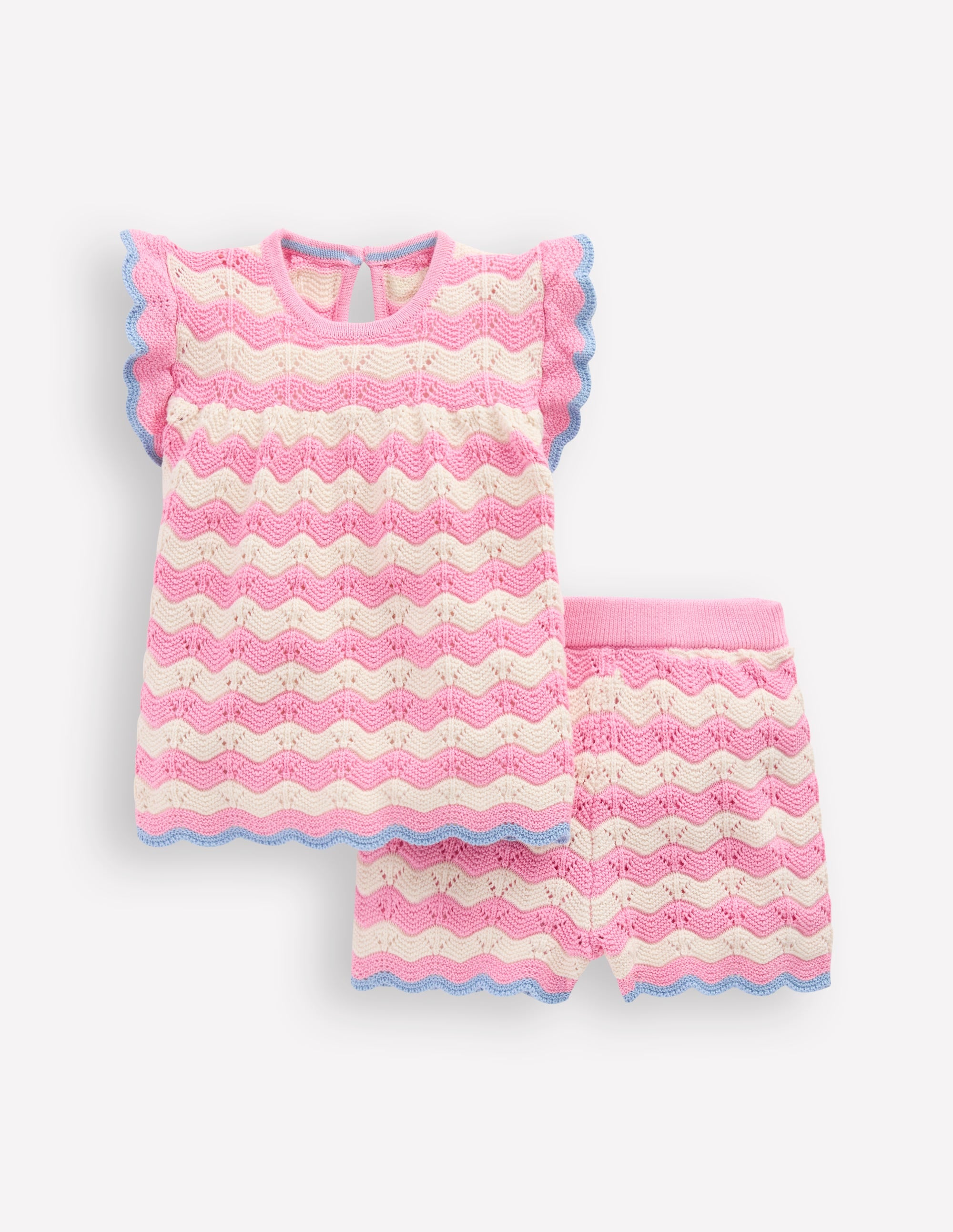 Spielset aus Pointelle-Strick-Rosa Welle - Image 1
