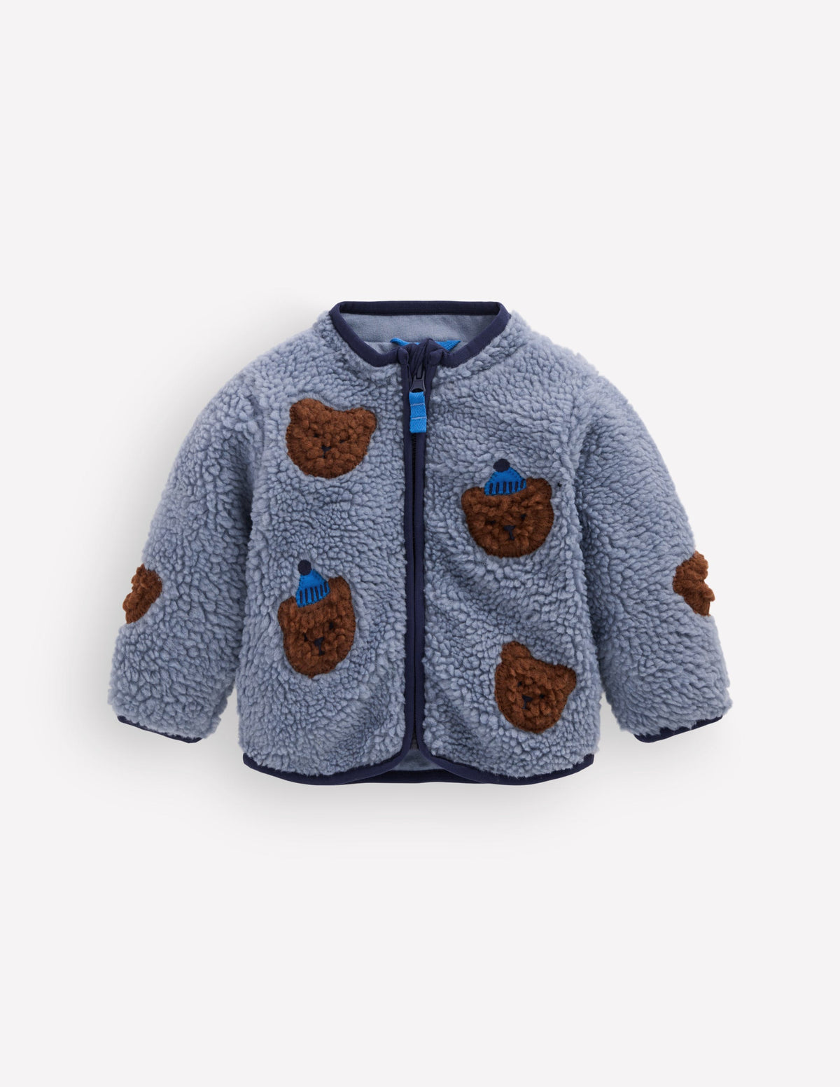 Kuschelige Teddyfell-Jacke-Blau Bären-Applikation - Image 3