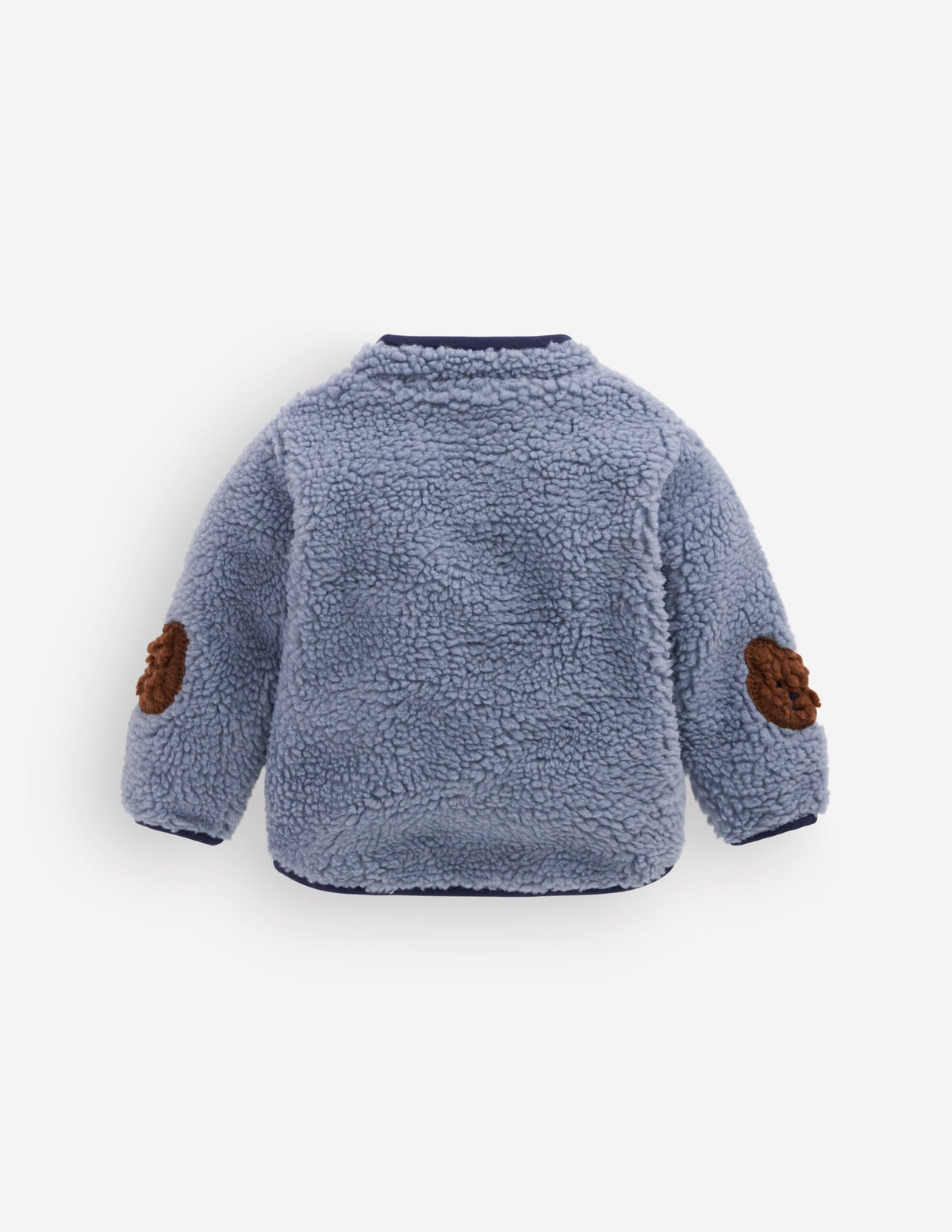 Kuschelige Teddyfell-Jacke-Blau Bären-Applikation-4