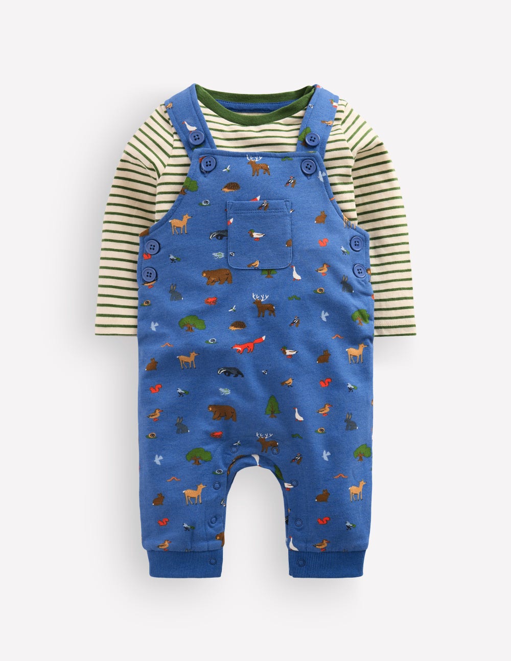Ensemble avec salopette en jersey-Bois bleu - Image 1