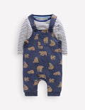 Ensemble avec salopette en jersey-Oursons bleu marine
